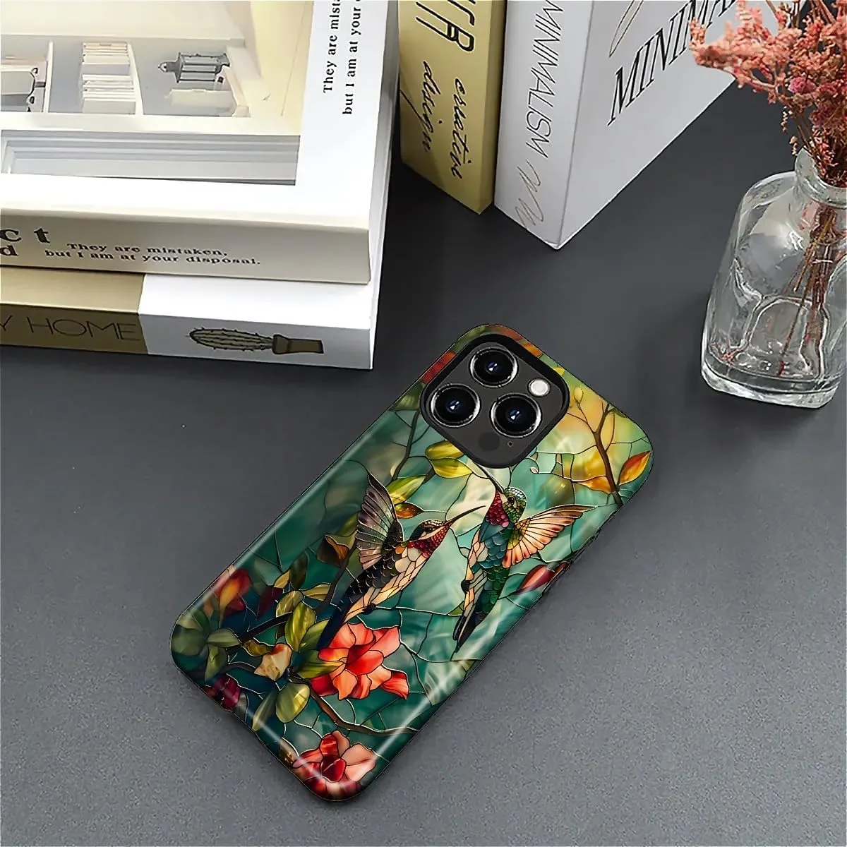 DAIZAG Case for iPhone 16 Pro Max,Mixed 2 Layer Design Shockproof Soft TPU Ddouble Protection Phone Case for iPhone 16 Pro Max-Gorgeous Hummingbird