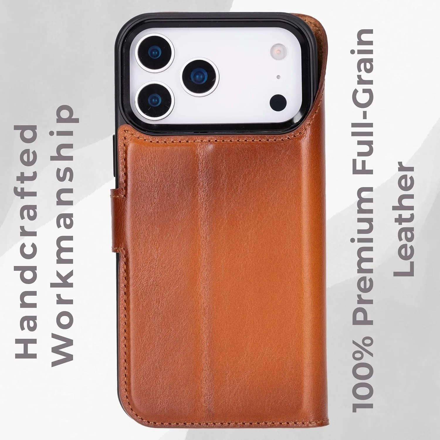 VENOULT Wallet Case for iPhone 17 Pro MAX, Full Grain Genuine Turkish Leather, Magnetic Detachable, RFID Protected 4 Card Slots, Business Style, Compatible with MagSafe, Handmade (Chestnut)