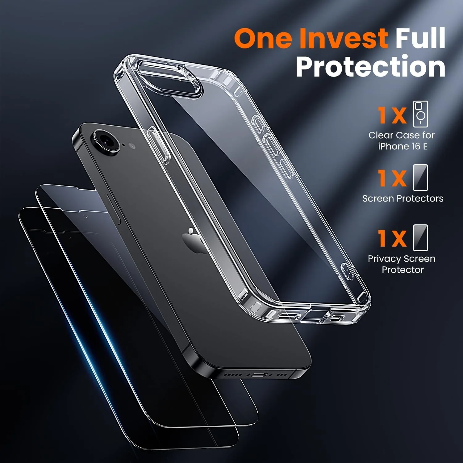 toushion 3 in 1 for iPhone 16E Case/iPhone 17E Case Transparent