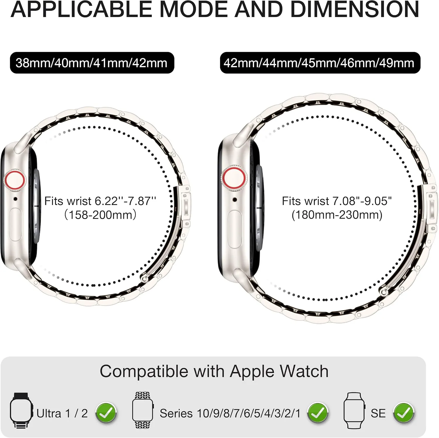 EPULY Metal Band Compatible with Apple Watch Bands for Men 42/44/45/46/49mm
