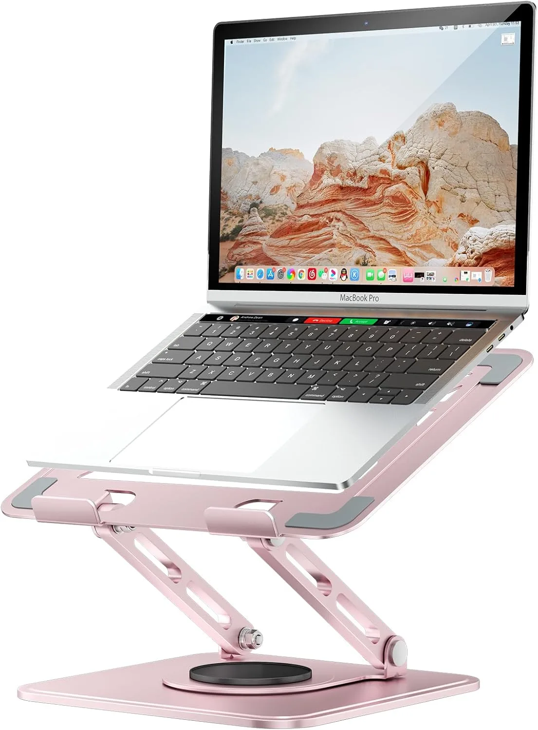 Base para laptop Tounee ajustable con base giratoria 360° para laptops 10-15.6 pulg. color rosa