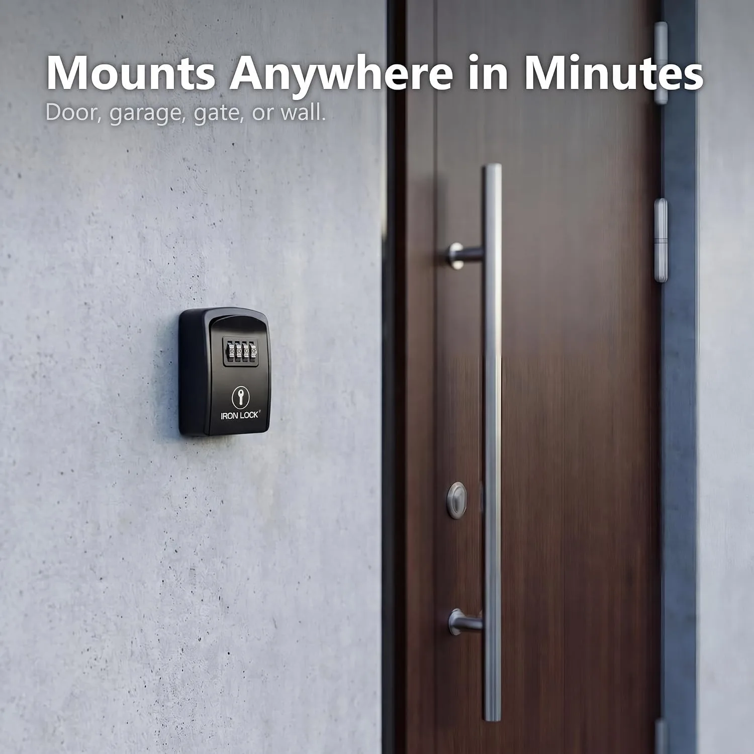 Iron Lock® Small Wall Mount Key Lock Box for Keys Outside (Black)