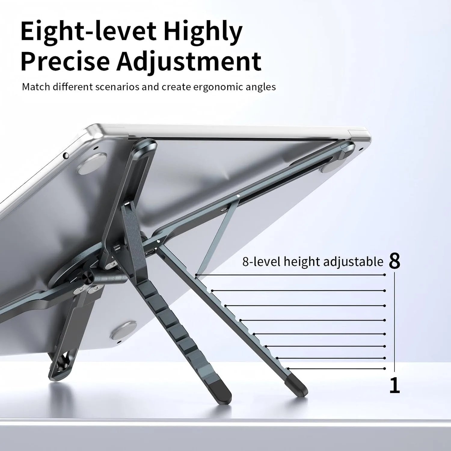 Portable Laptop Stand for Desk, 3-in-1 Adjustable Holder (Gray)