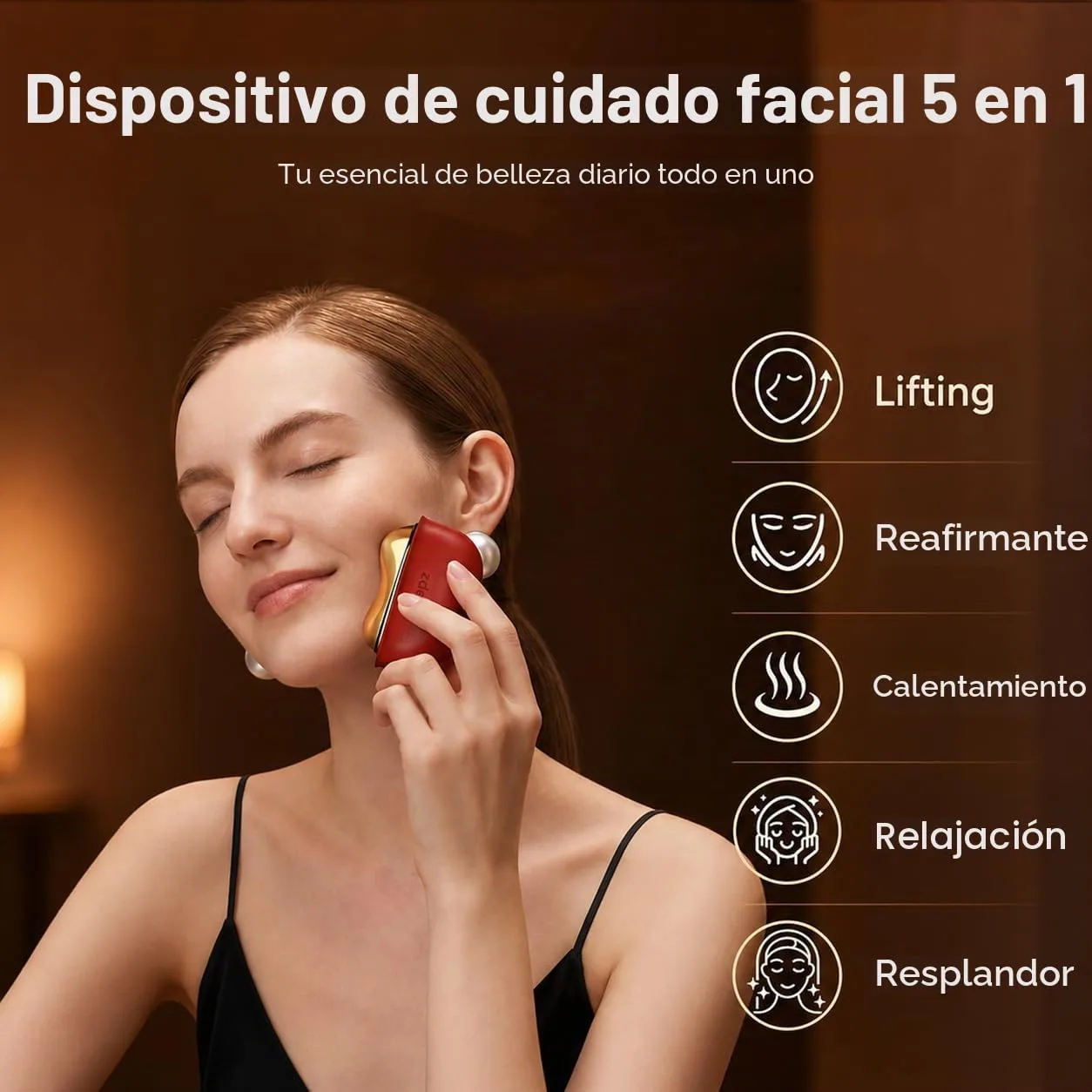 ZDEER GS5 Electric Heated Gua Sha Tool, Red Light Face Massager, Red