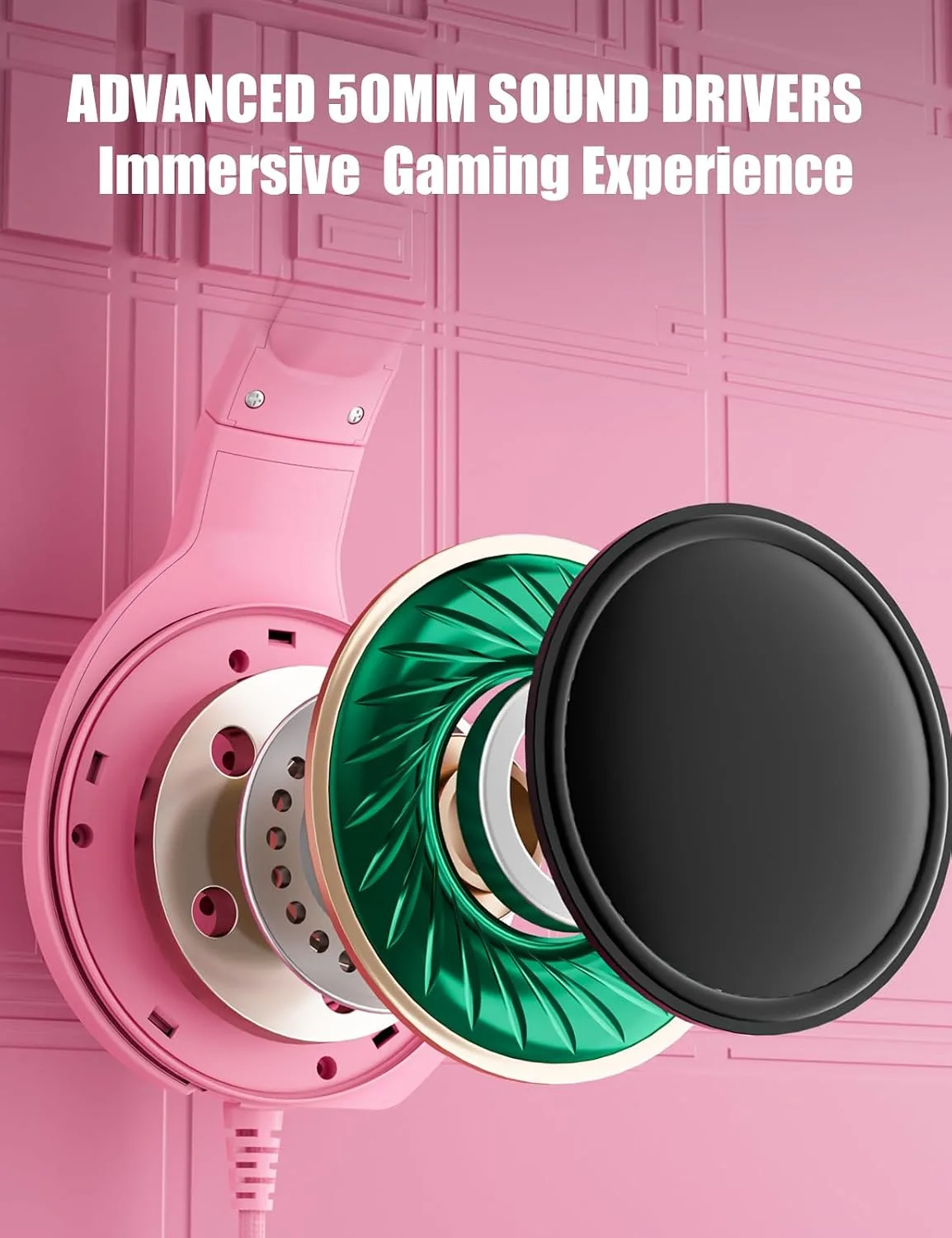 ZIUMIER Wired Pink Gaming Headset for PC, PS5, PS4, Xbox Series X|S