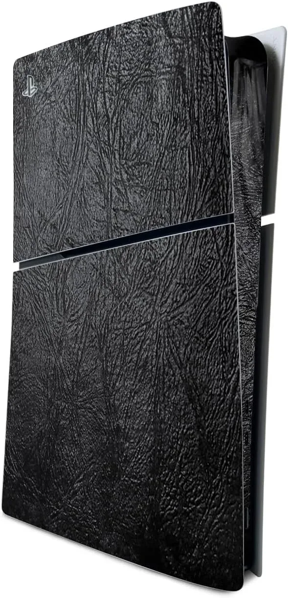 MightySkins Skin Compatible with PlayStation 5 PS5 Slim Digital Edition Console Only - Black Leather | Protective, Durable, and Unique Vinyl Decal wrap Cover | Easy to Apply | Made in The USA