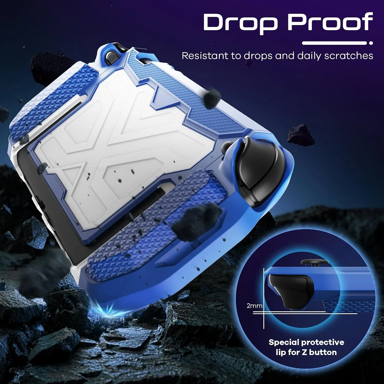 Toladoshop Dockable for Switch 2 Grip Case (2025) Accessories, Armor Slim Military-Grade Protection for Detachable 3PCS Design Joncon Holder with Screen Protectors and Joystick caps, Blue