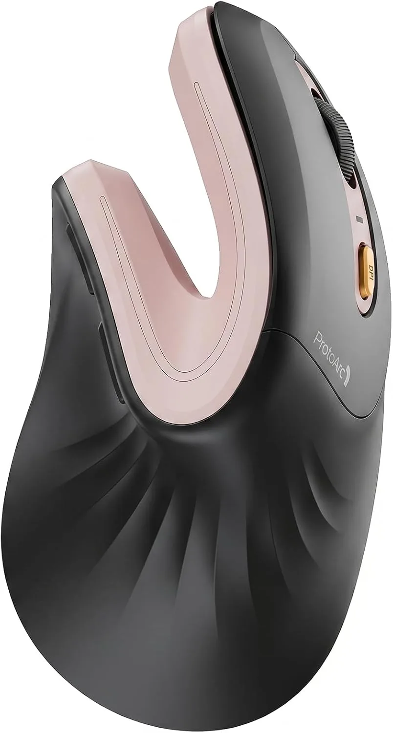 Mouse ergonómico inalámbrico ProtoArc EM11 NL recargable negro rosa