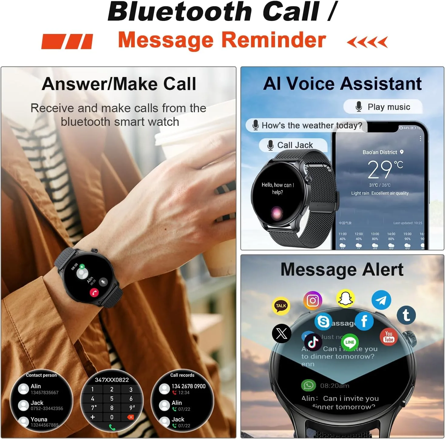 Smart Watch for Men Women Fitness: Make Answer Call Running Digital Mens Watches Waterproof Smartwatch Android Phone iPhone Samsung Compatible Step Pedometer Tracker Heart Rate Sleep SpO2 Monitor