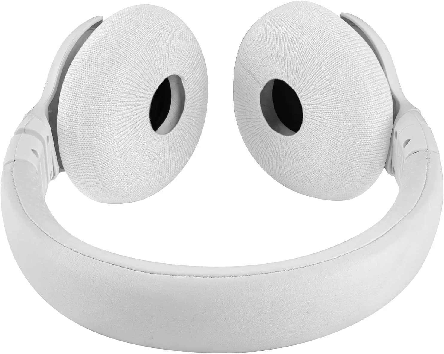 Geekria 2 Pairs Knit Headphones Ear Covers - Product Safety Certified - Washable & Stretchable Sanitary Earcup Protectors for On-Ear Headsets, Sweat Pads for Gym, Meeting (Size S/White)