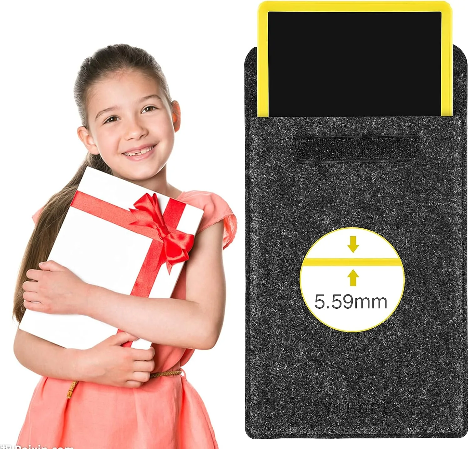 LCD Writing Tablet with Bag for Kids, 10 Colorful Screen Drawing Board Doodle Pad Learning Educational Toy - Gift for 3-6 Years Old Boy Girl (Yellow)