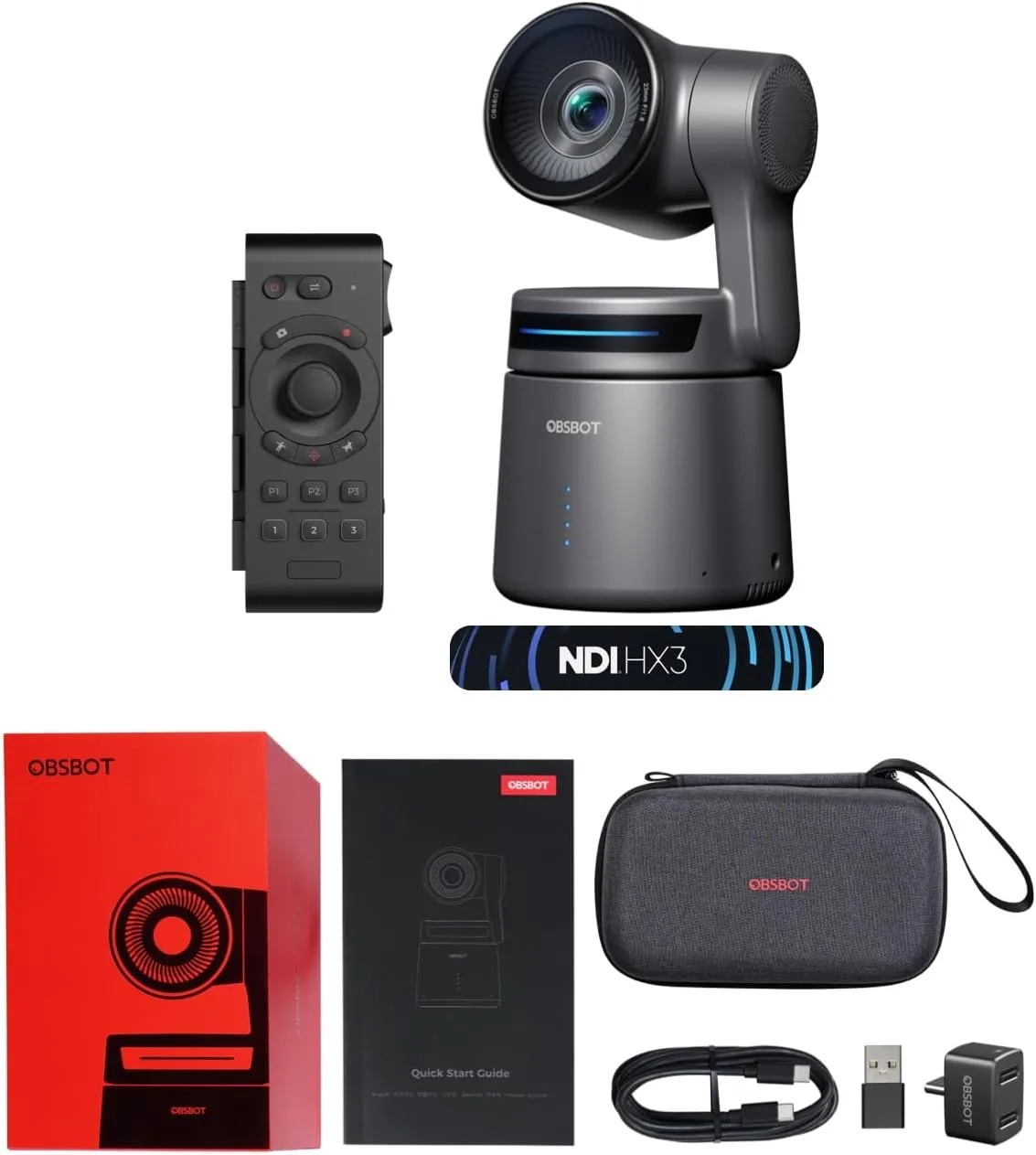 OBSBOT Tail Air NDI Streaming Camera 4K+ Remote Control, AI Tracking Camera