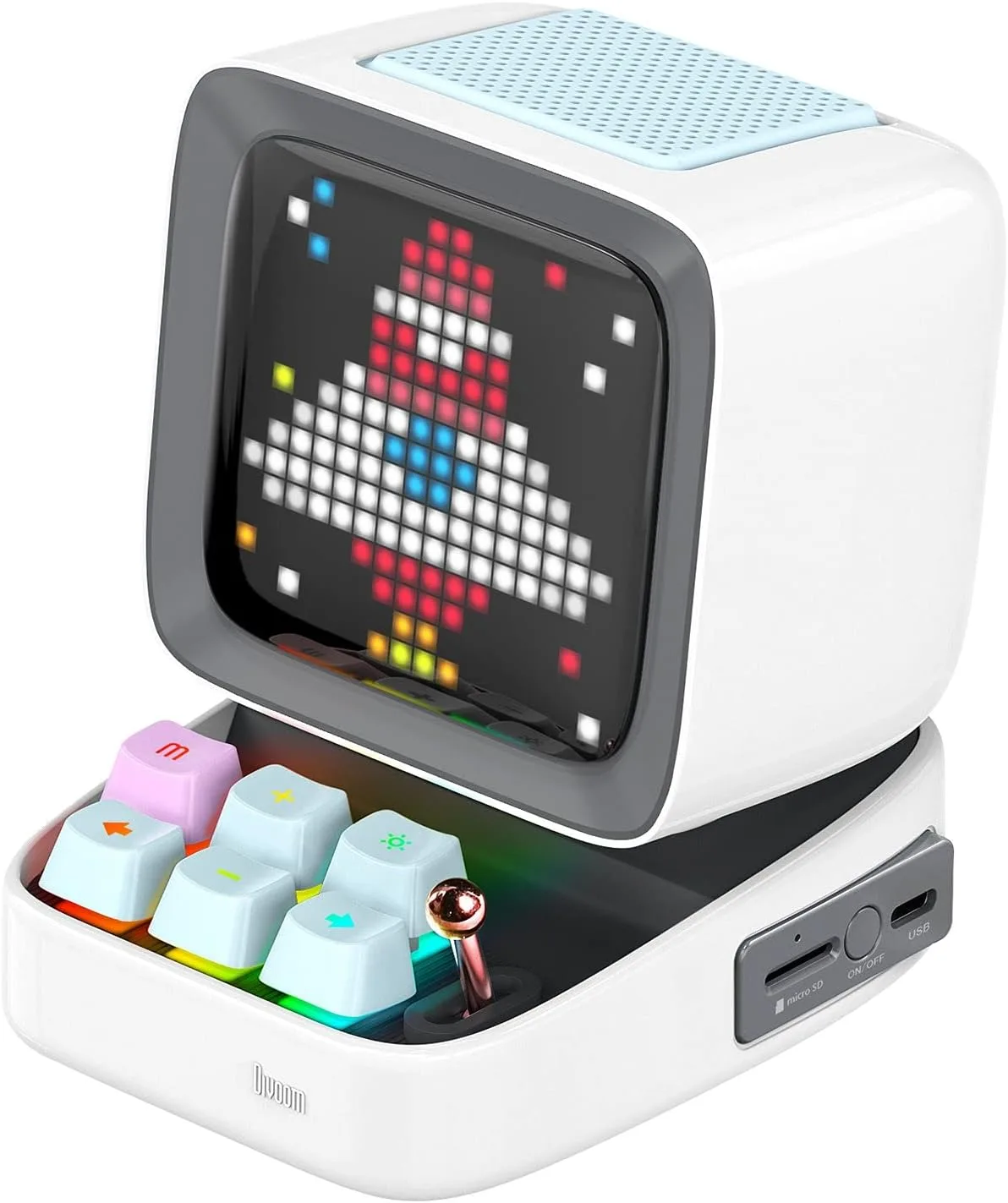 Divoom Ditoo Retro Pixel Art 15W Bluetooth Speaker,Cute Speaker with Alarm,White Noise & Mini Games,Iconic Desk Setup Speaker with 16X16 LED App Controlled Front Screen,Gifts for Anyone (White)