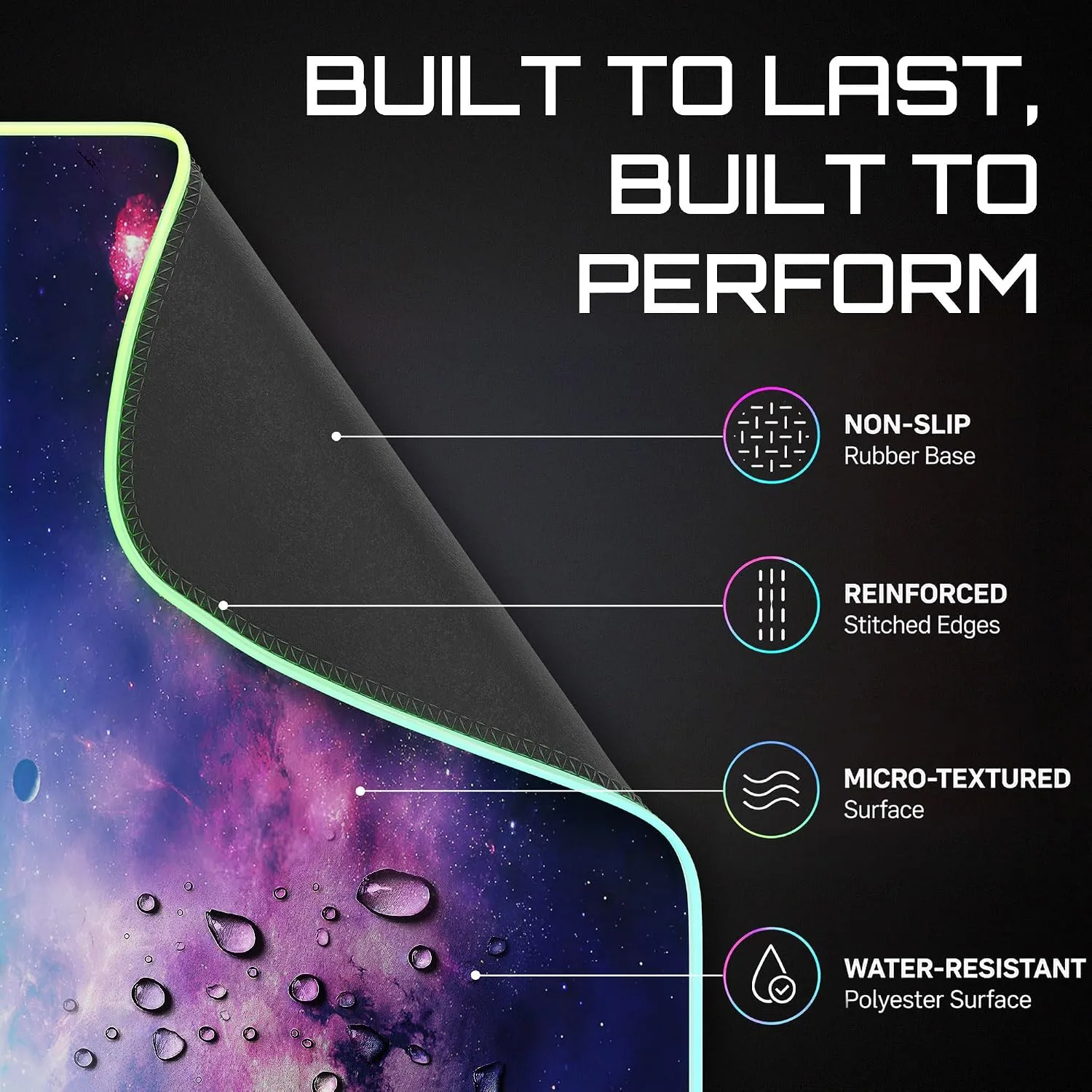 Gerlos RGB Gaming Mouse Pad, Large LED Mouse Pad for Gamer, 31.5" x 11.8"