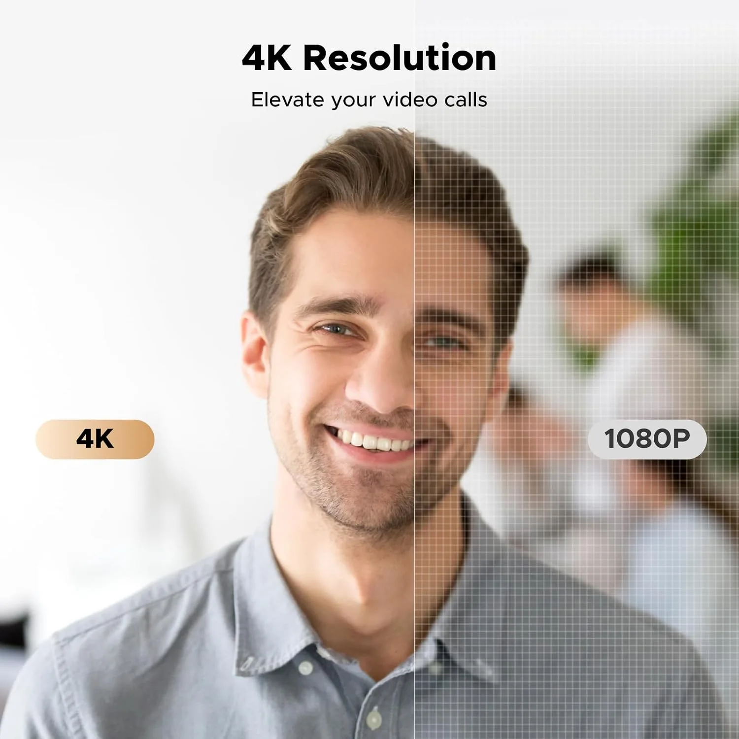 UGREEN 4K@30fps Webcam for PC Ultra HD Web Camera with Mics, Gray