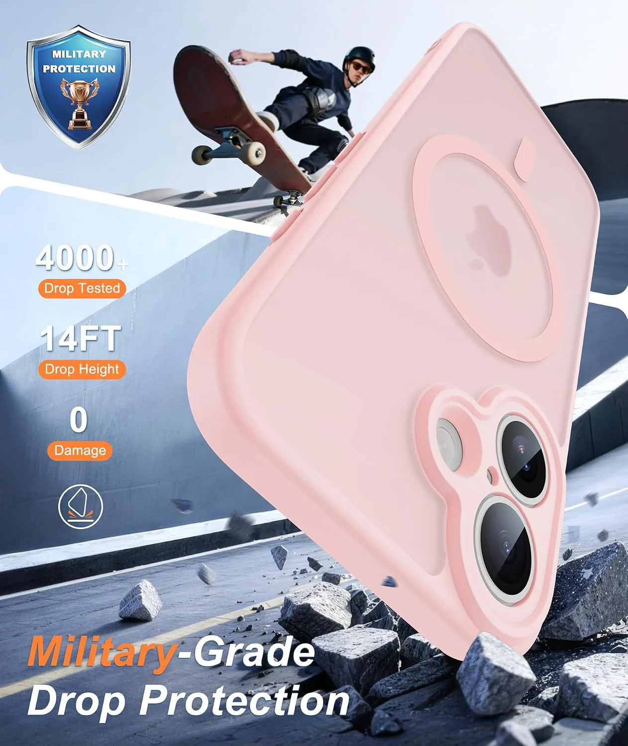 FNTCASE for iPhone 16 Plus Case Fit for MagSafe Light Pink