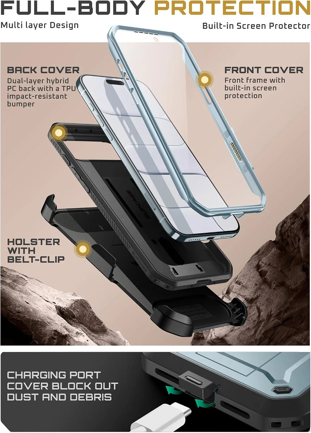 SUPCASE for iPhone Air Case with Kickstand & Screen Protector, Arctic
