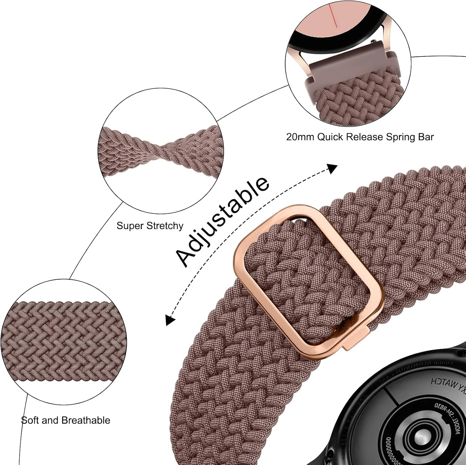 3 Pack Braided Stretchy Bands for IDW13,IDW16,IDW19 Smartwatch Bands, 22mm Elastic Straps for Fitpolo IDW13/Woneligo W13/FITVII HM57, TOOBUR/ENOMIR/MILOUZ/Gydom/Faweio/Amzhero/Tensky IDW19 Smart Watch for Women Men