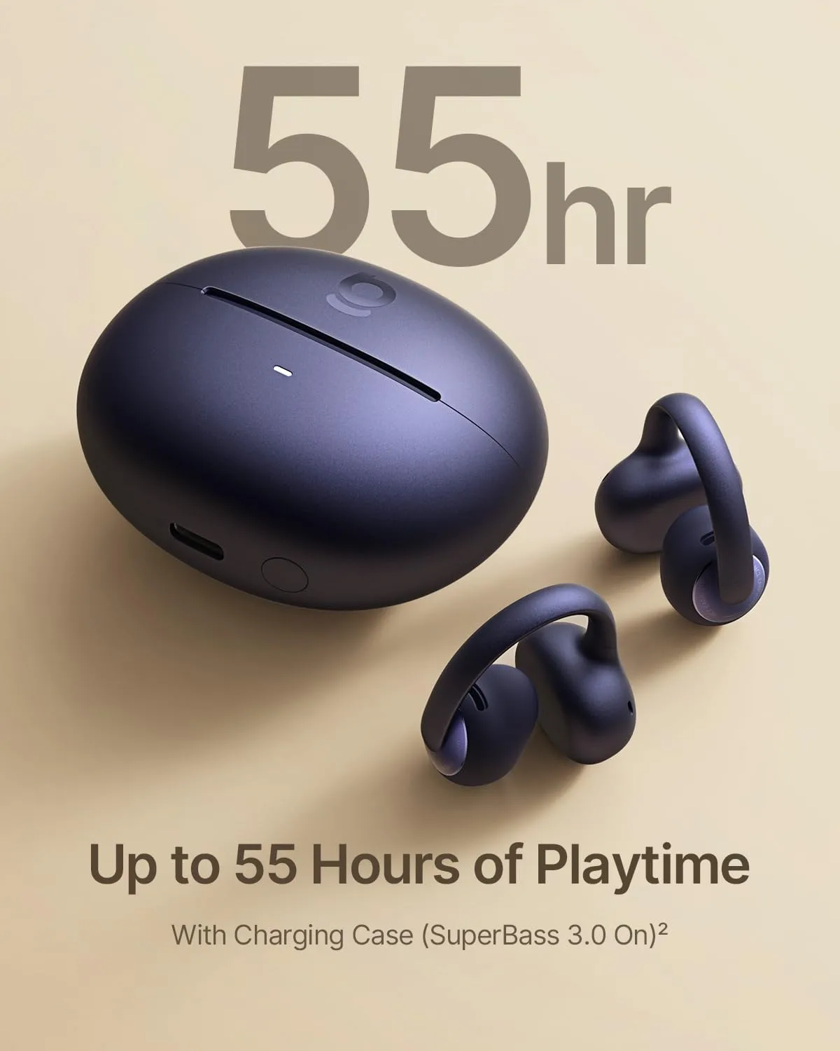 Baseus Bowie MC2 Open Ear Clip On Earbuds, CloudComfort 2.0 Wrap-Around Design, LDAC Hi-Res Audio, Bluetooth 6.0, 55H Playtime, 4-Mic AI Clear Call, IP67 Waterproof for Running Gym Workouts