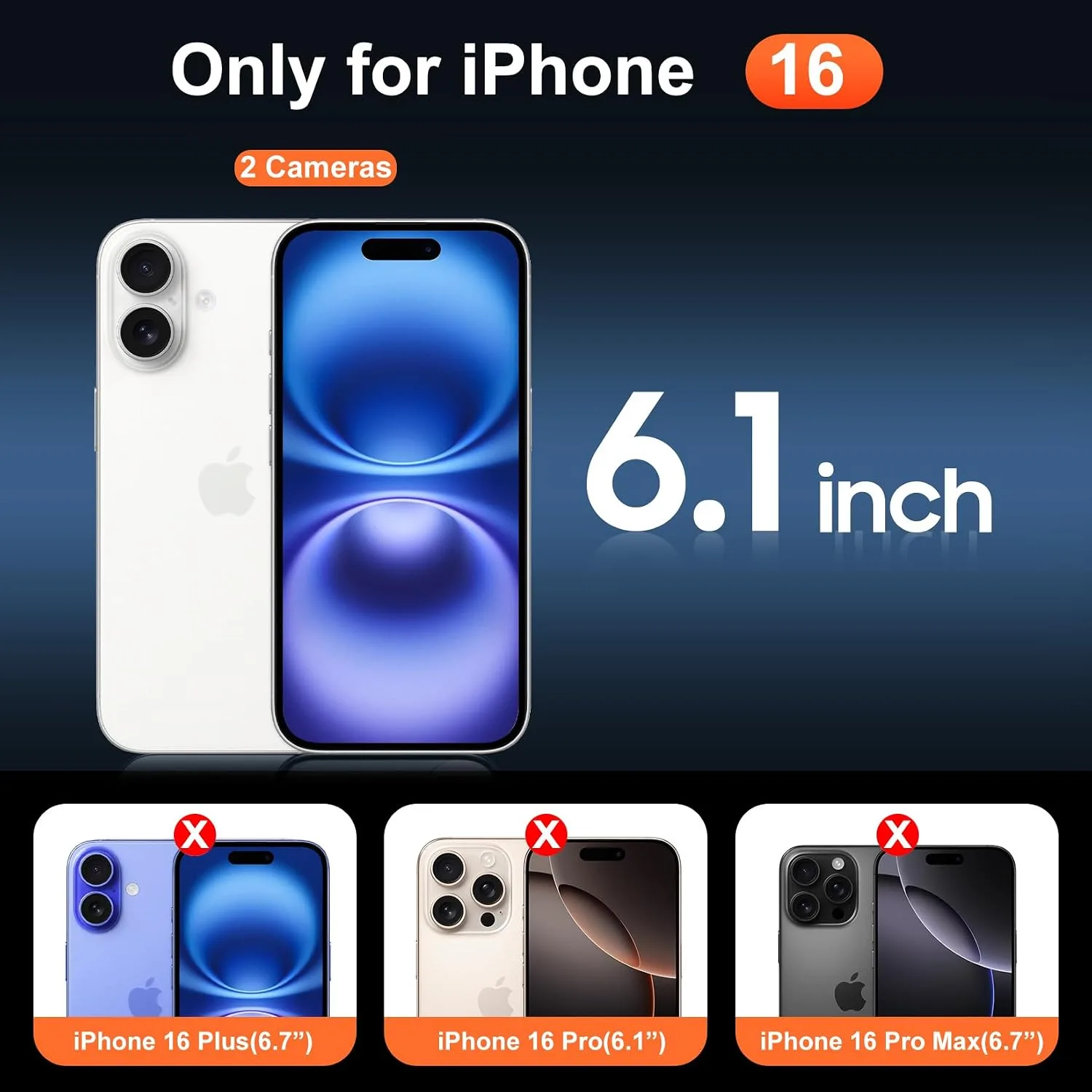Temdan for iPhone 16 Case with Screen Protector Clear