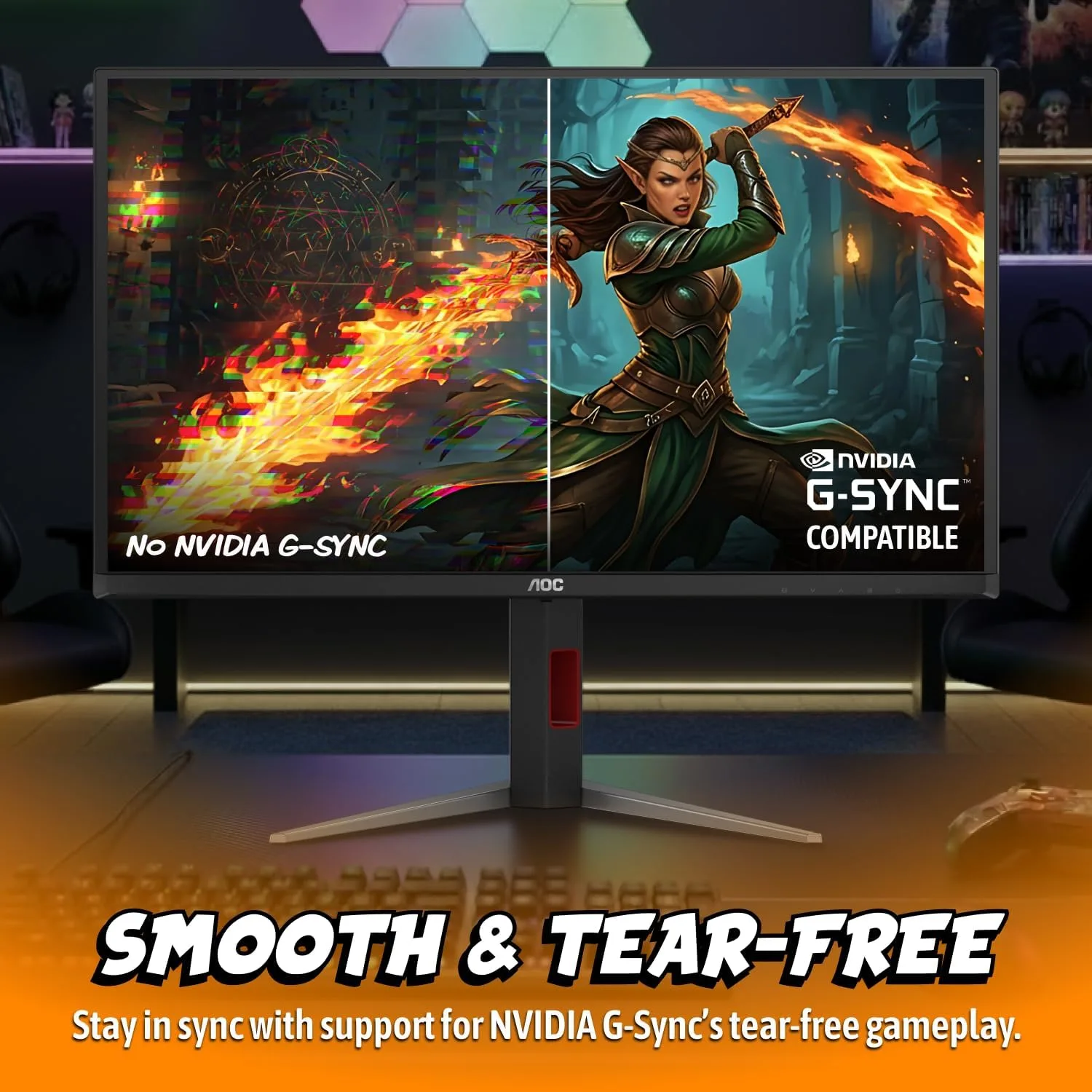 AOC 27" Gaming Monitor QHD 240Hz QD OLED NVIDIA G-SYNC Compatible Q27GAZDV