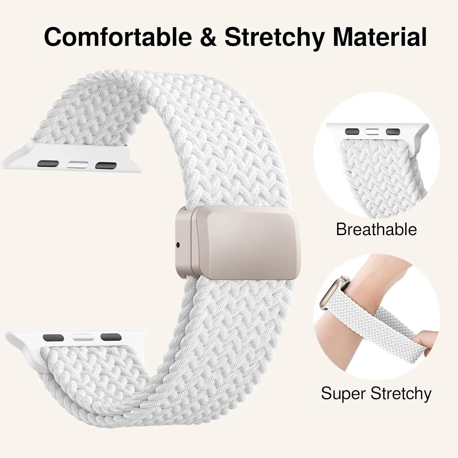 Braided Stretchy Magnetic Sport Band for Apple Watch Bands for Women Men