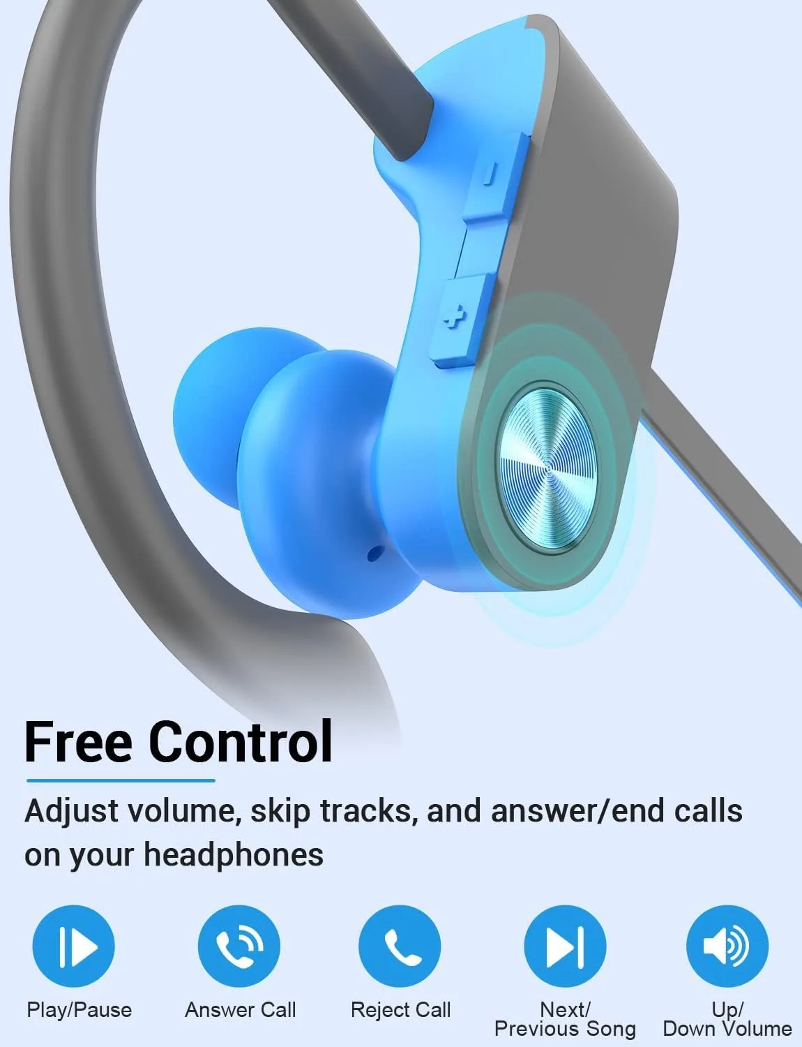 Bluetooth 5.3 Headphones, Wireless Sports In-Ear Earbuds IPX7 Waterproof
