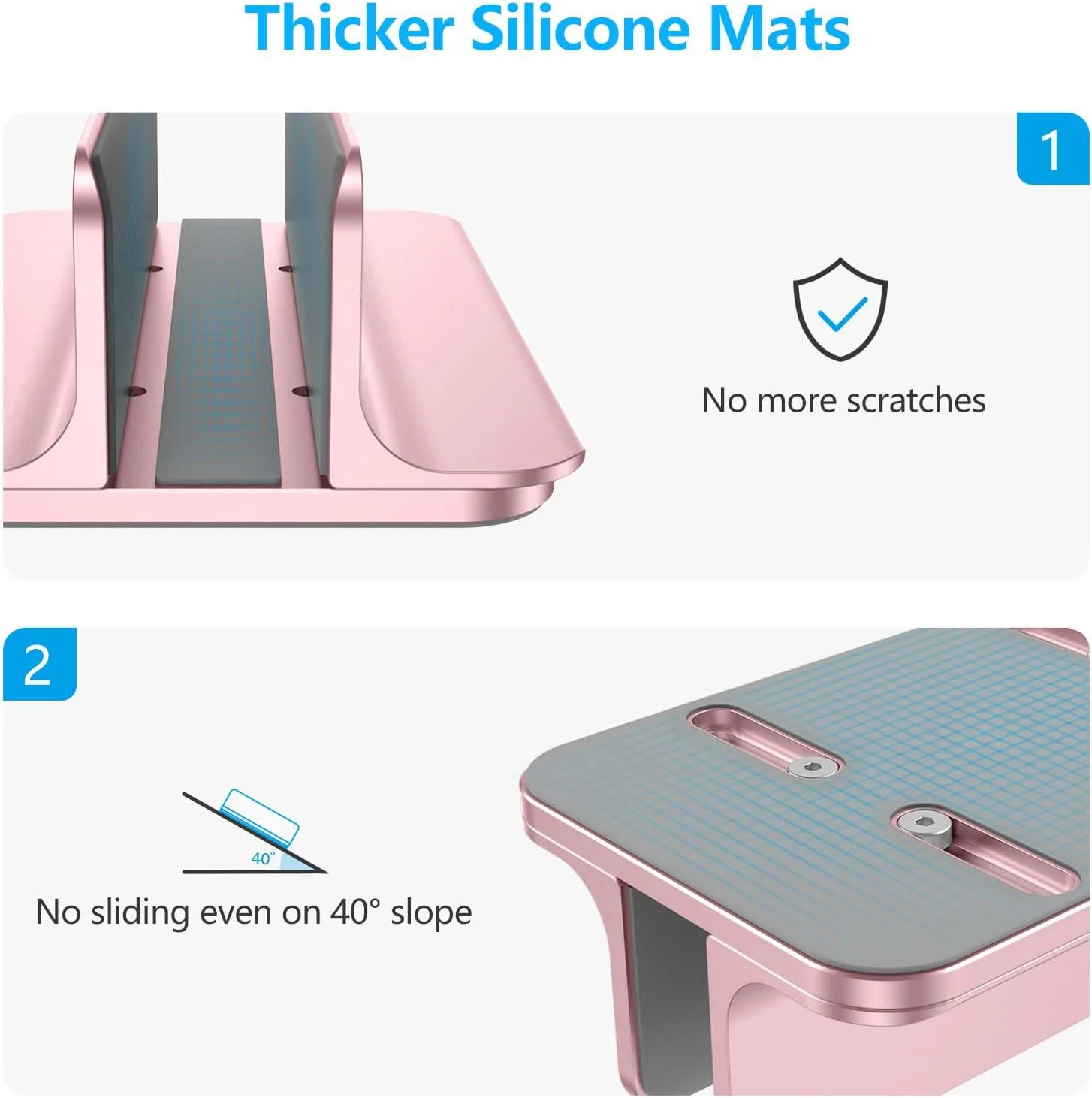 OMOTON Vertical Laptop Stand Holder, Adjustable Dock for MacBook, Rose Gold