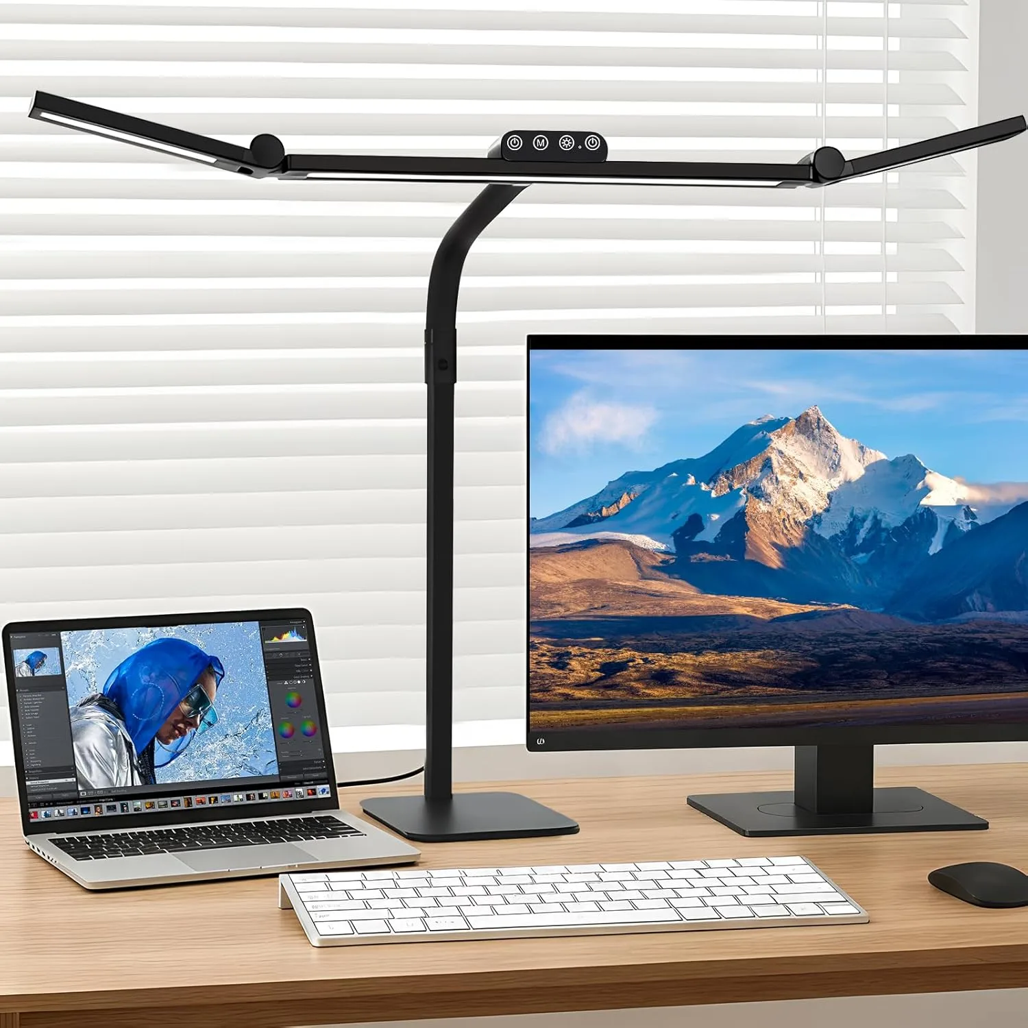 LED Desk Lamp for Home Office with Base, 28.2" Adjustable Gooseneck Swing Arm Ultra Bright Desk Light, Dimmable Architect Table lamp for Desktop Computer Light, Reading, Study, Workbench
