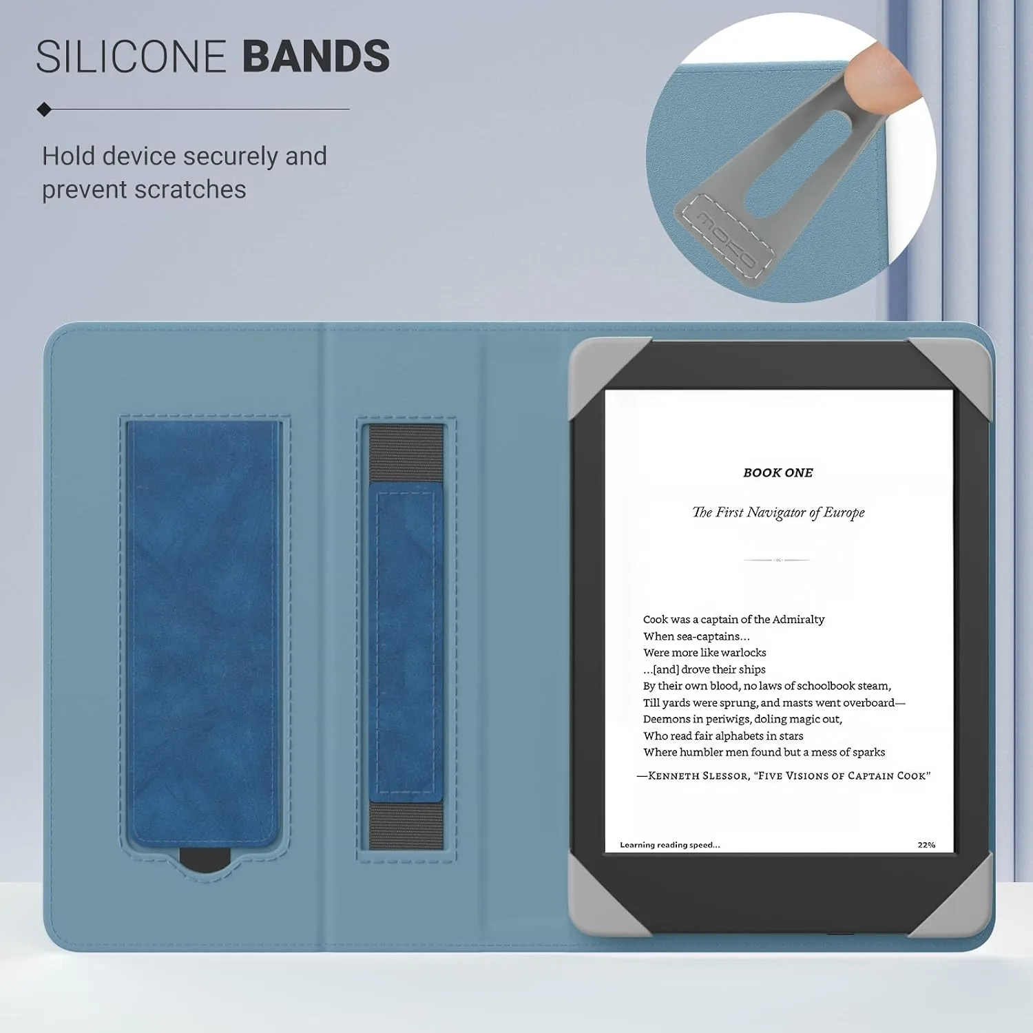 Moko Universal Case for 6 inch eReaders&Tablets, Blue Vintage Twill