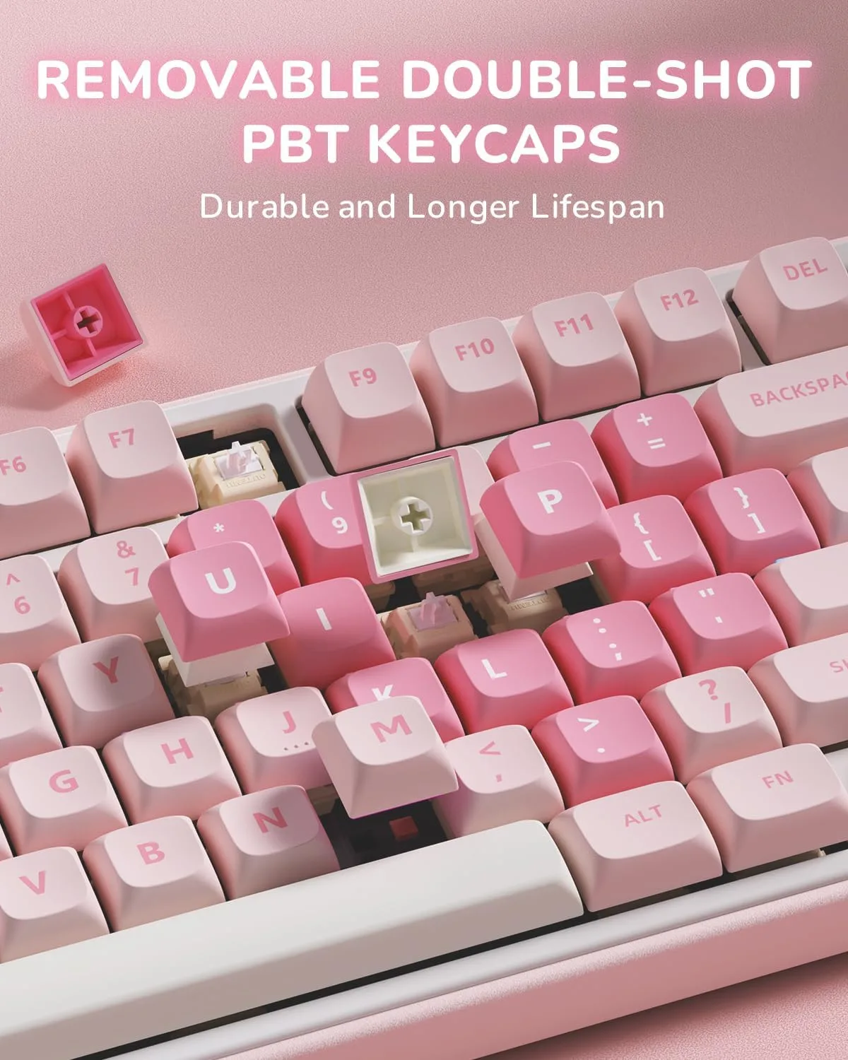 RK ROYAL KLUDGE R75 Mechanical Keyboard Wired with Volume Knob, 75% Keyboard Gasket Mounted, Hot Swappable, Creamy Sound, MDA Profile, PBT Keycaps, Pink