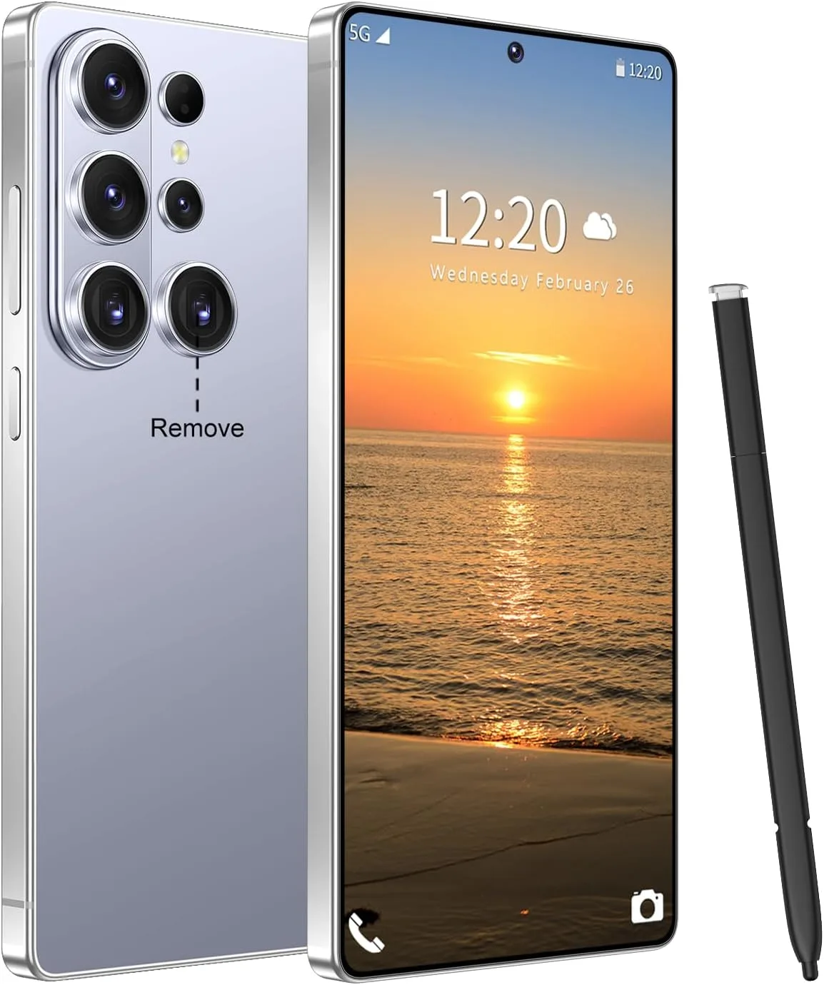 Huness 26 Ultra Unlocked Cell Phone,Built in Pen,16+1TB Unlocked Phone, Android 15 Battery 7000mAh 6.99" HD Screen Smartphone, 5G/Face ID/Fingerprint Lock/Dual SIM/GPS (Silver Blue)