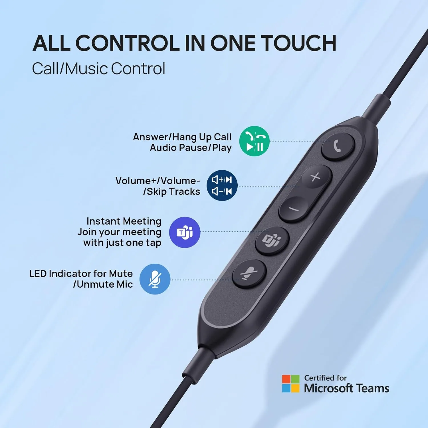 Yealink UH42 USB-C/A Wired Headset,AI Noise Cancelling Mic,in-Line Controls