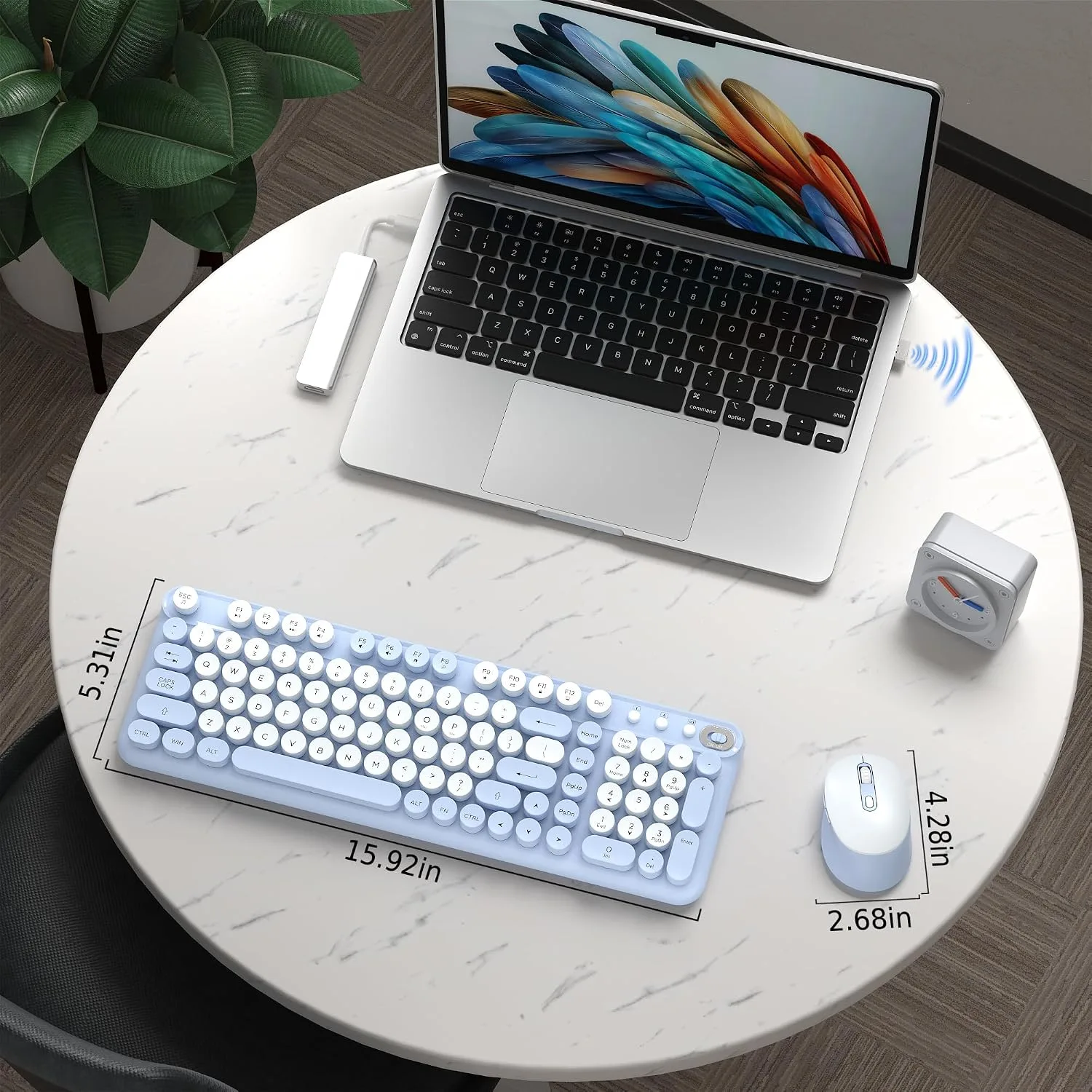 Colorful Wireless Keyboard and Mouse Combo (Blue)
