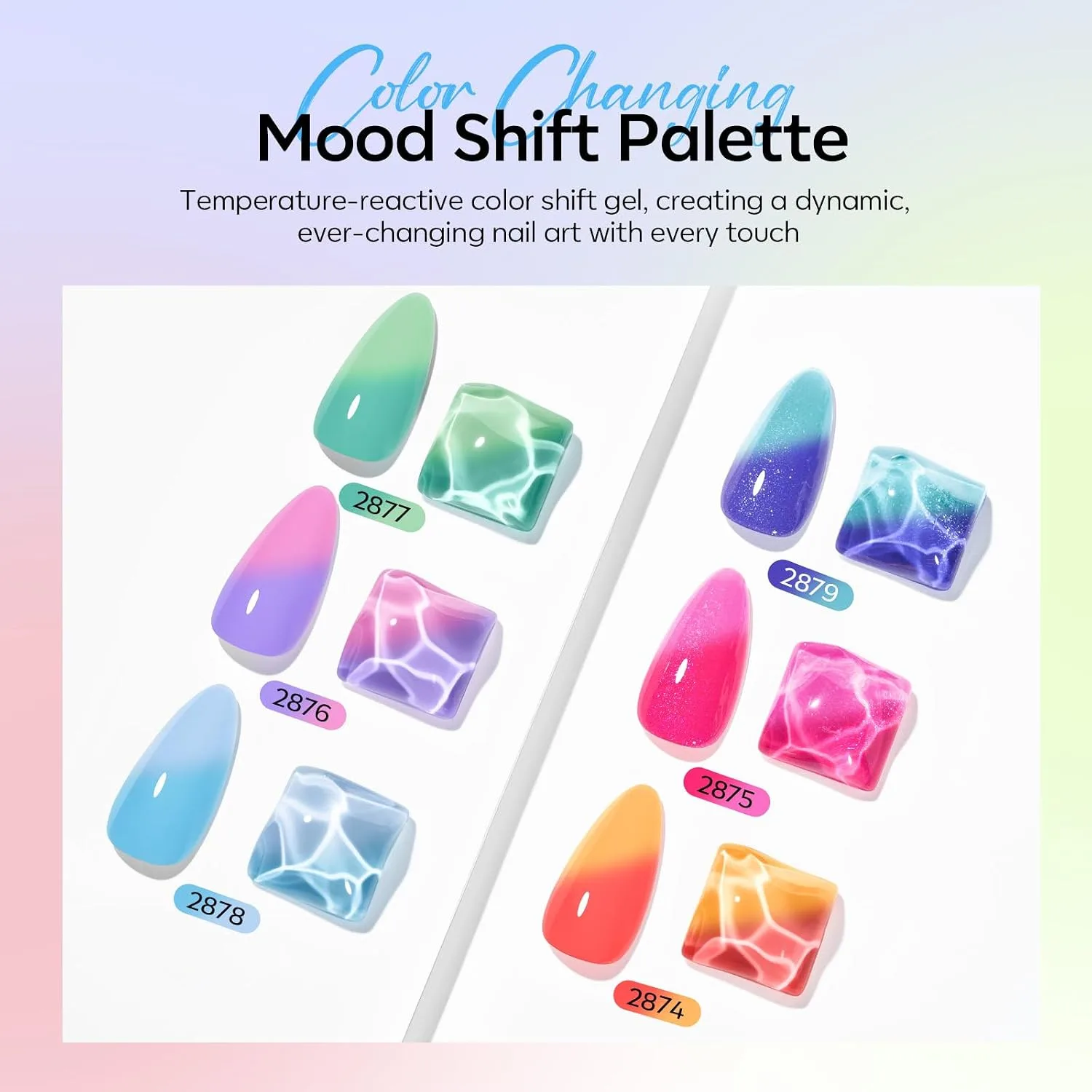 modelones Gel Nail Polish Set Glitter Color Changing 6Colors Red Pink Blue
