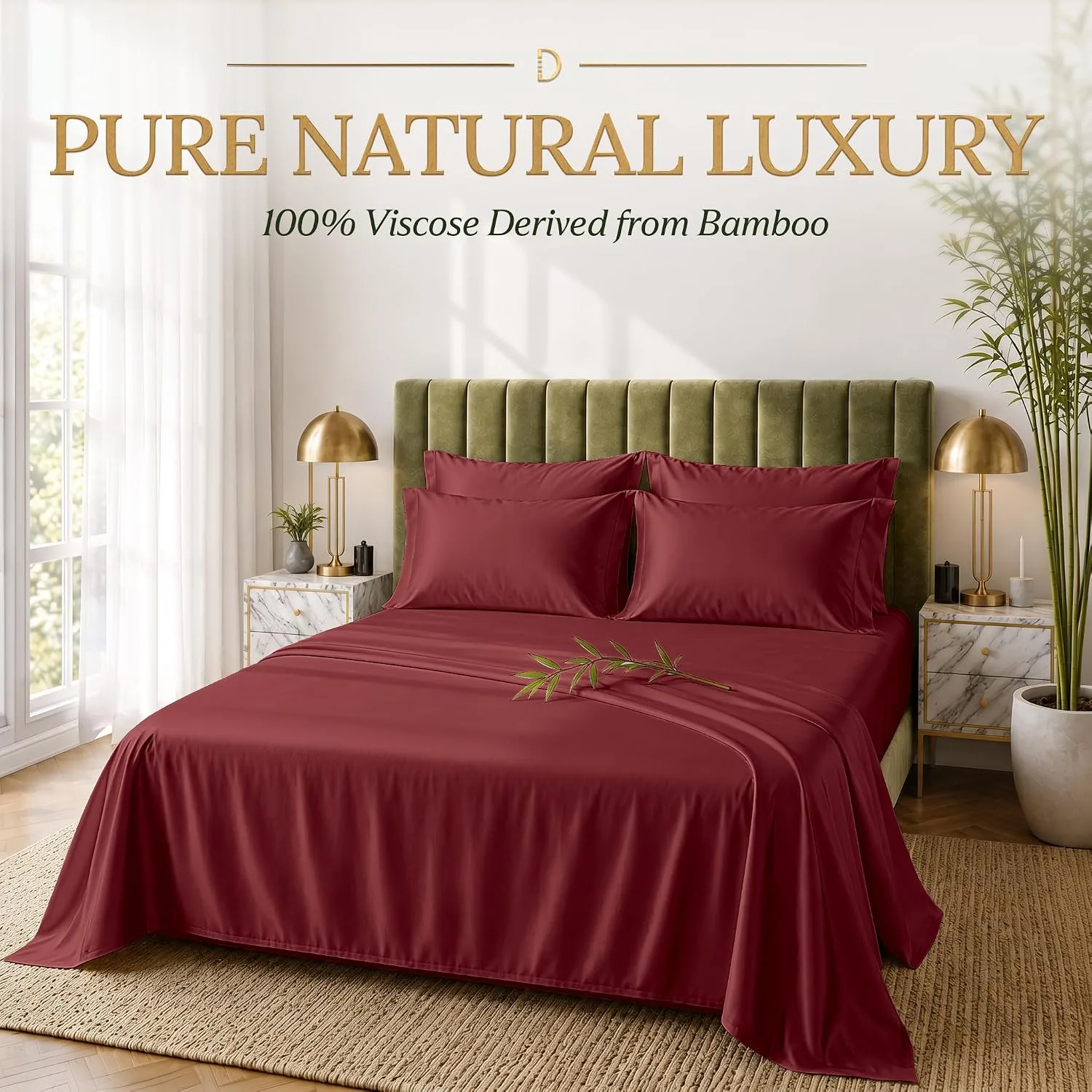 DECOLURE 100% Viscose from Bamboo Sheets King Size | 6 Pc Cooling Bed Set