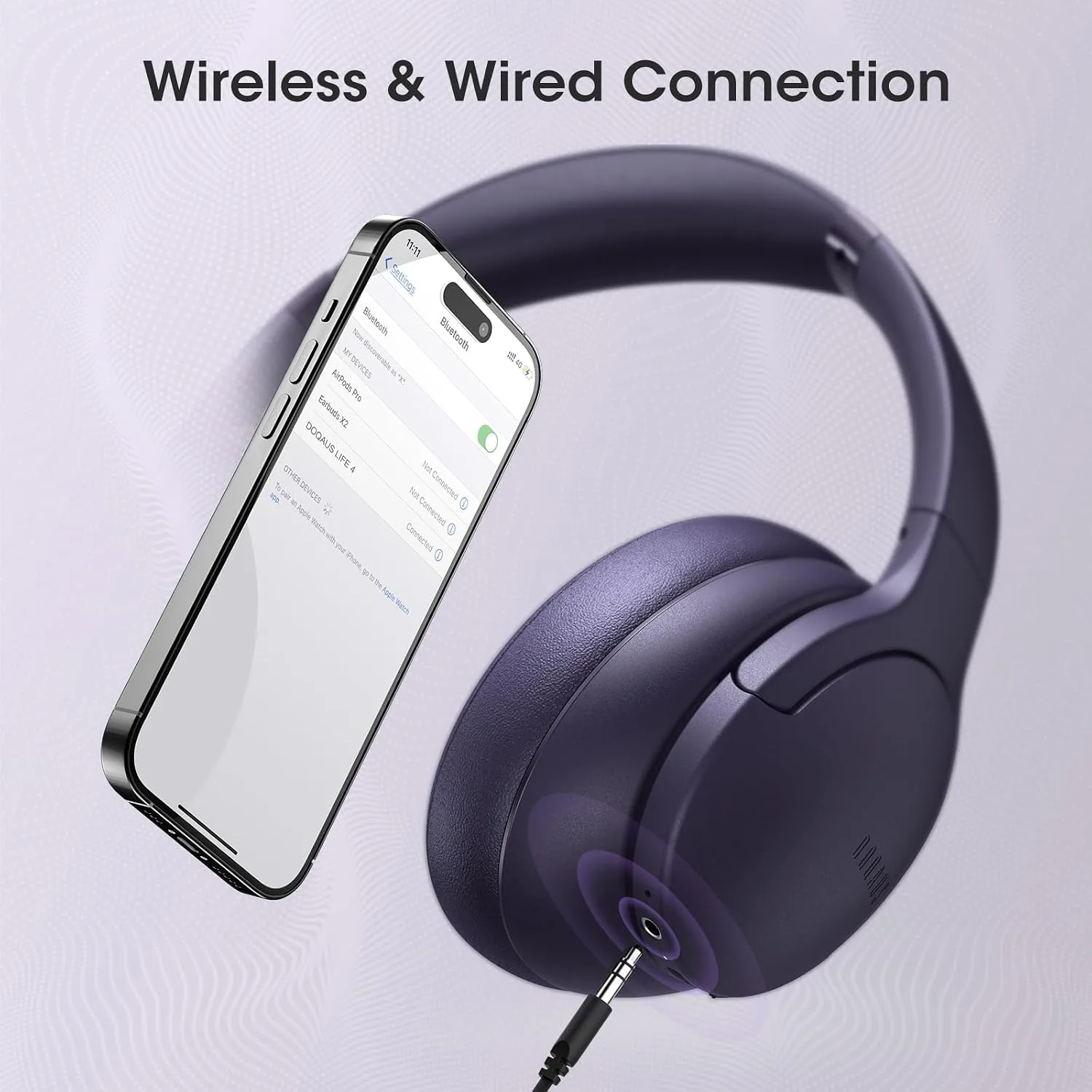 DOQAUS Bluetooth Headphones Over Ear, Headphones Wireless with 90H Playtime