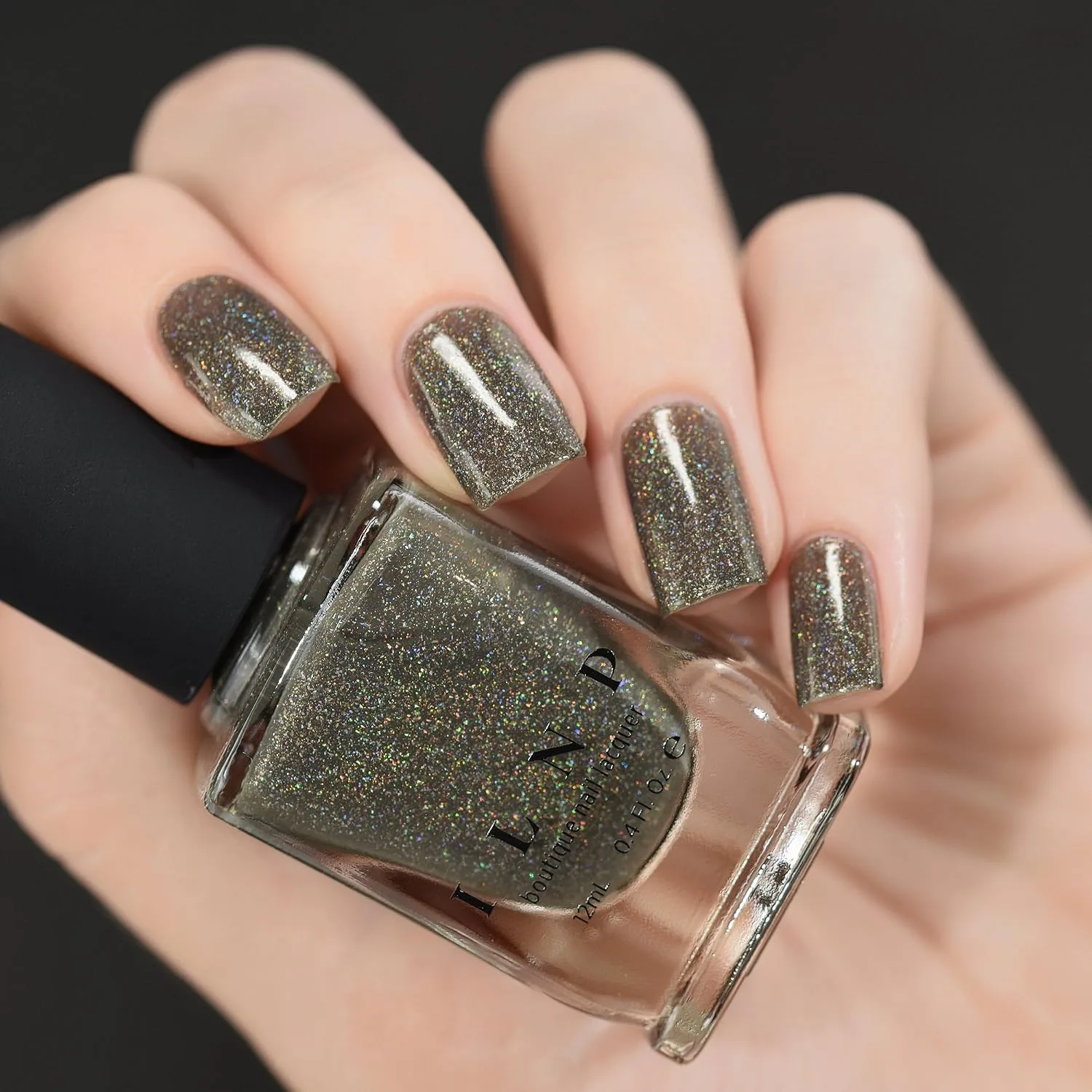 ILNP Alexander – Khaki Olive Green Holographic Nail Polish, Neutral Earth Tone, Chip Resistant Manicure, Non-Toxic Nail Lacquer, Vegan, Cruelty Free, 12ml
