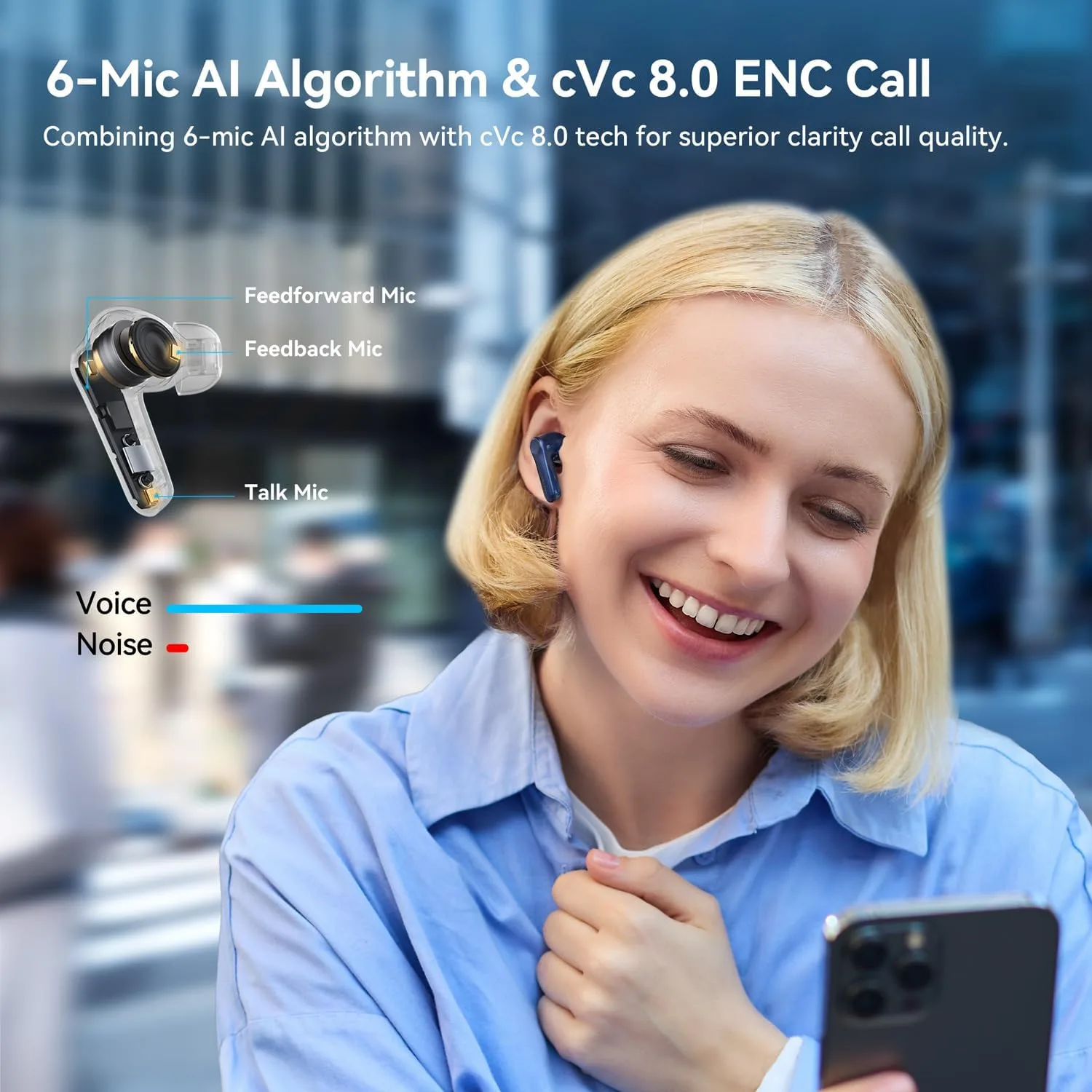 EarFun Air Pro 4 Adaptive Hybrid Noise Canceling Wireless Earbuds, 6 Mics
