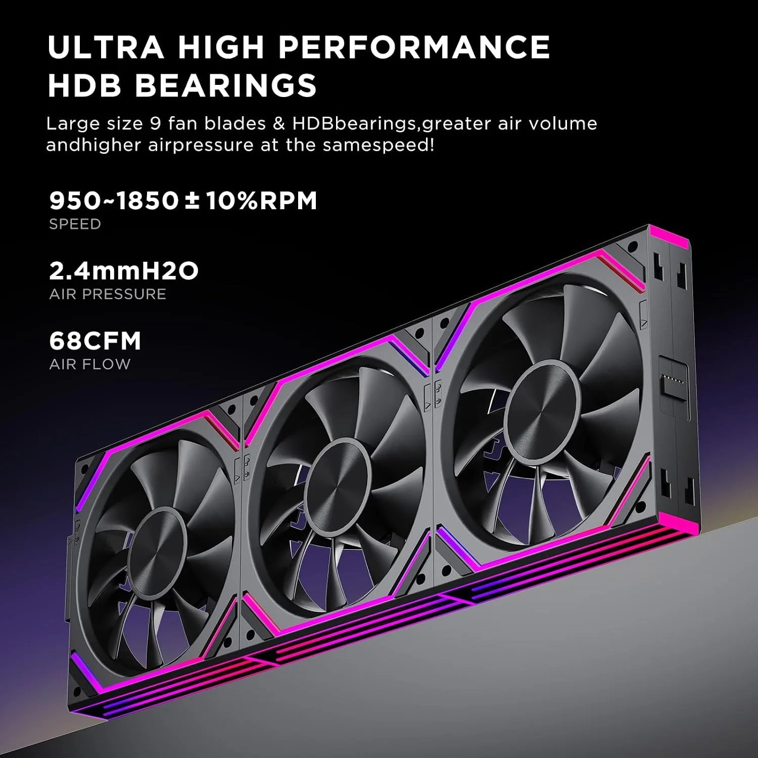 Interstellar V2 RS 120mm Case Fan Infinity Mirror Module Daisy-Chain ARGB Fan Triple Pack Suitable PC Cooling Fans 360mm AIO Cooler(Black-3Pack)