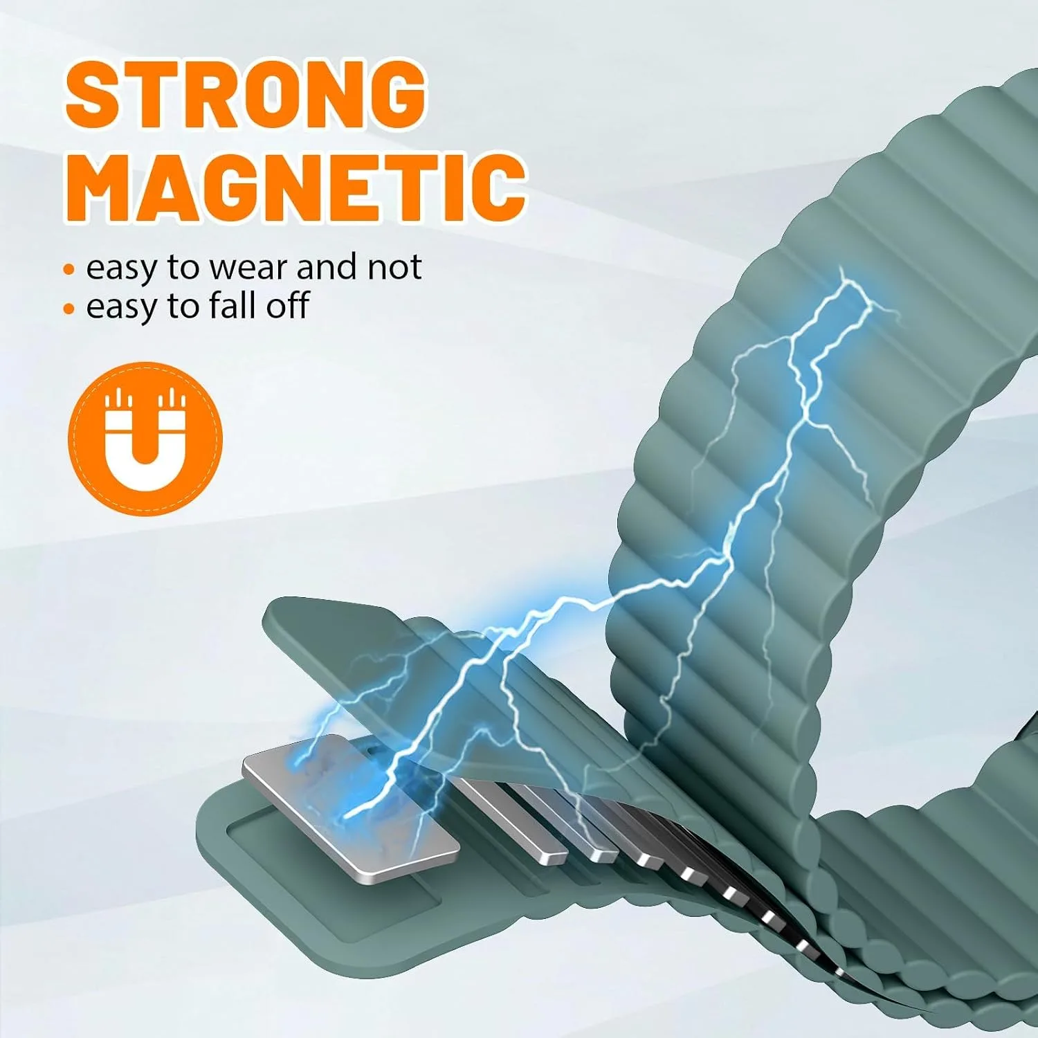 Magnetic Sport Bands for Apple Watch Band 40mm 38mm 41mm 42mm 44mm 45mm 46mm iWatch bands for Women Men,Silicone Loop Strap Wristband for Apple Watch Series 12 11 10 9 8 7 6 5 4 3 SE 3/2nd Ultra 49mm