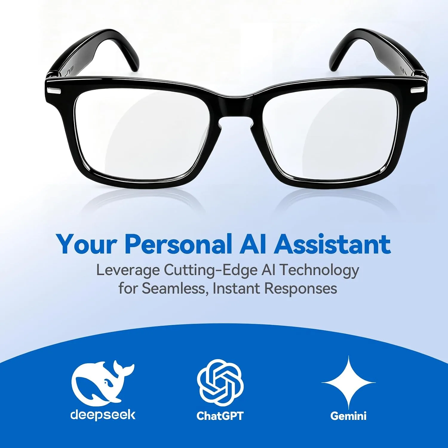 AI Smart Glasses with ChatGPT, Bluetooth Audio Glasses for Men & Women