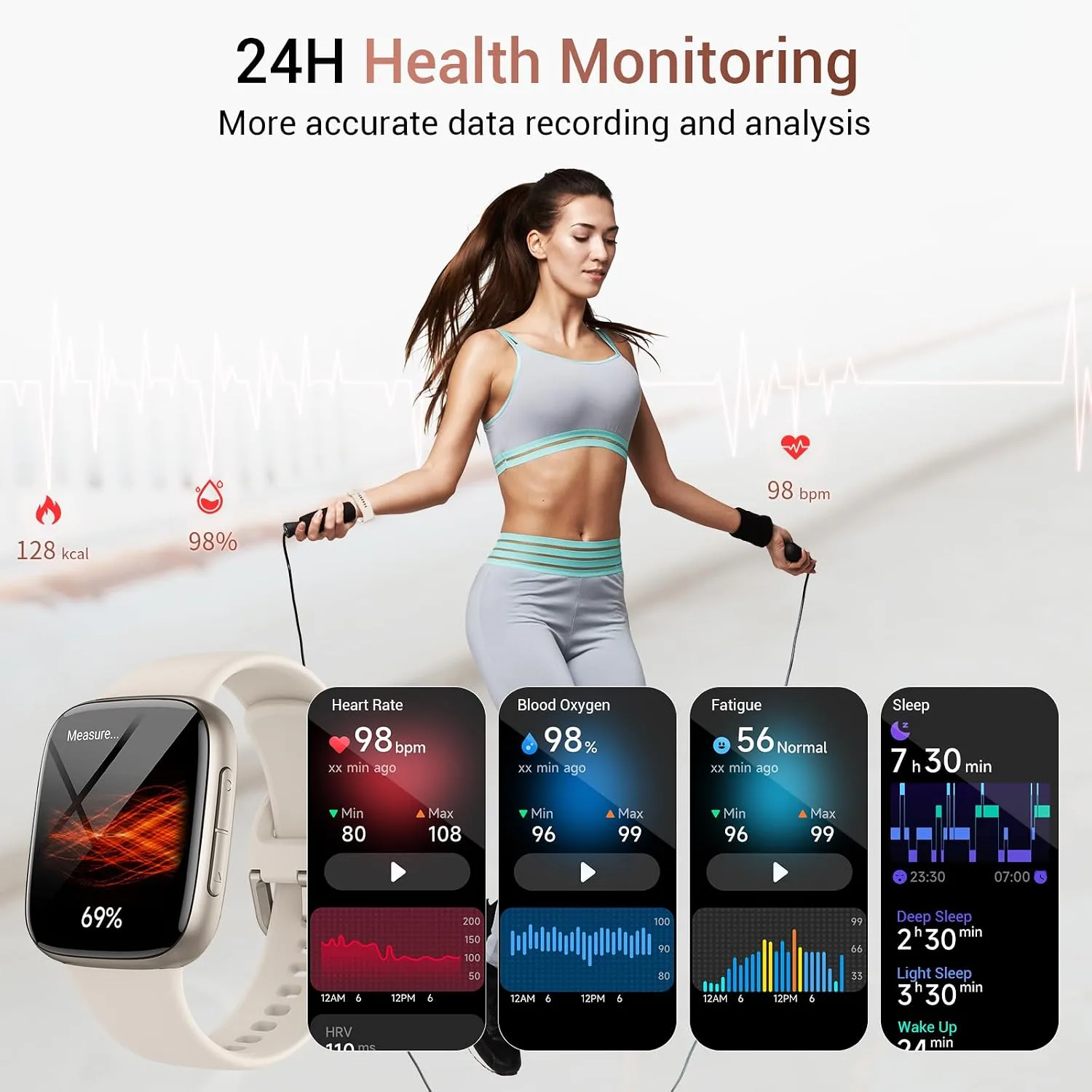 Smart Watch for Women/Men, Answer/Make Call, 1.85" AMOLED Always-On Screen