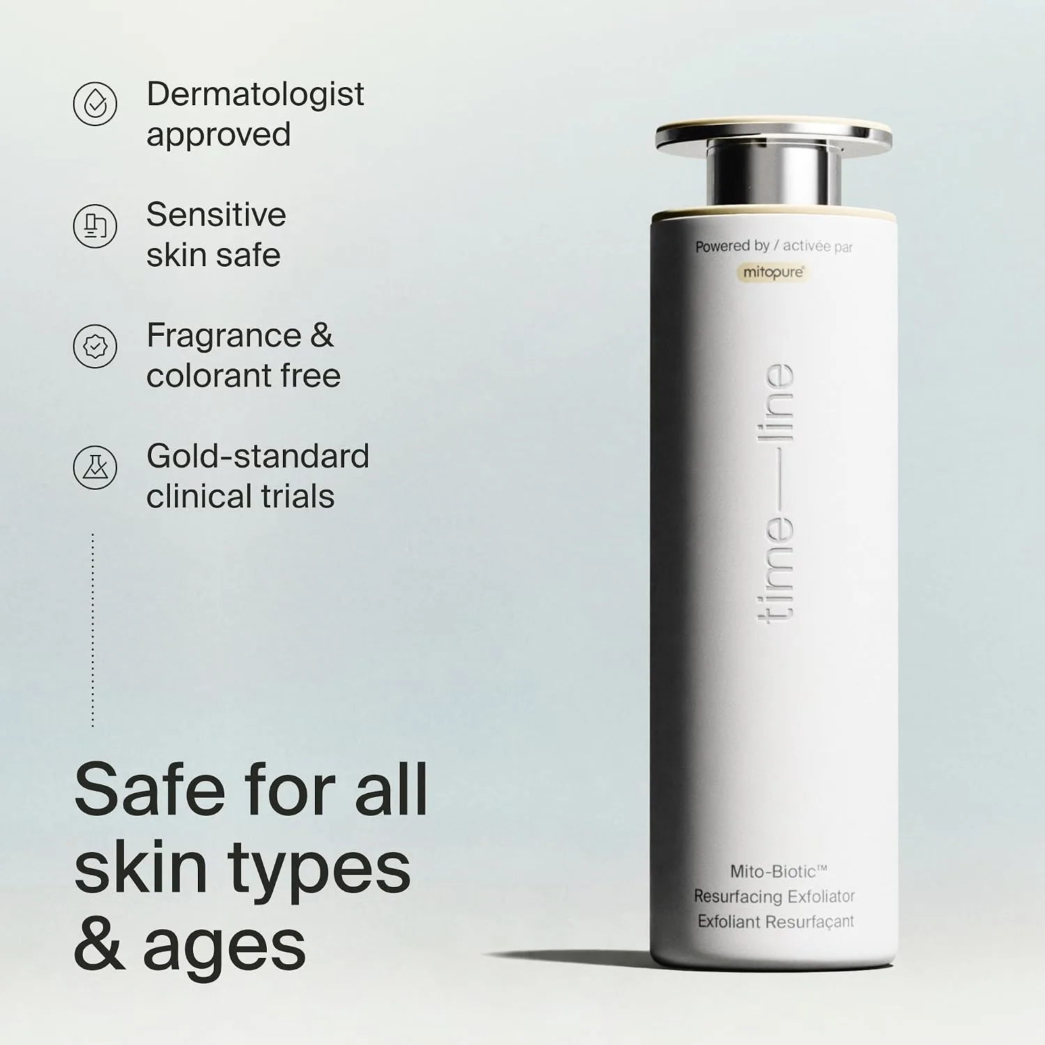 Timeline Mitopure™ Resurfacing Face Exfoliator- with Plant-Based Acids to Purify, Tone, Hydrate, Refine Texture & Unclog Pores - 3.38 Fl Oz