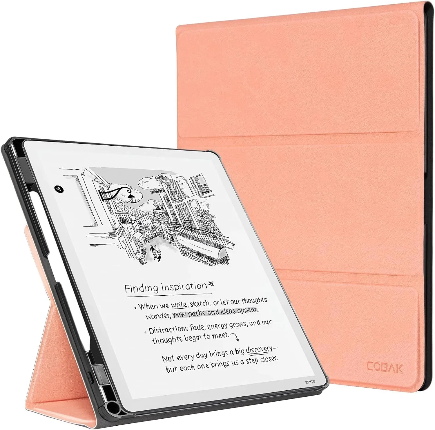 CoBak Case for 11" Kindle Scribe 3rd Generation 2025, Kindle Scribe Colorsoft with Two Viewing Angles - All New PU Leather Cover with Auto Sleep Wake, Pen Holder. Sheep Pink