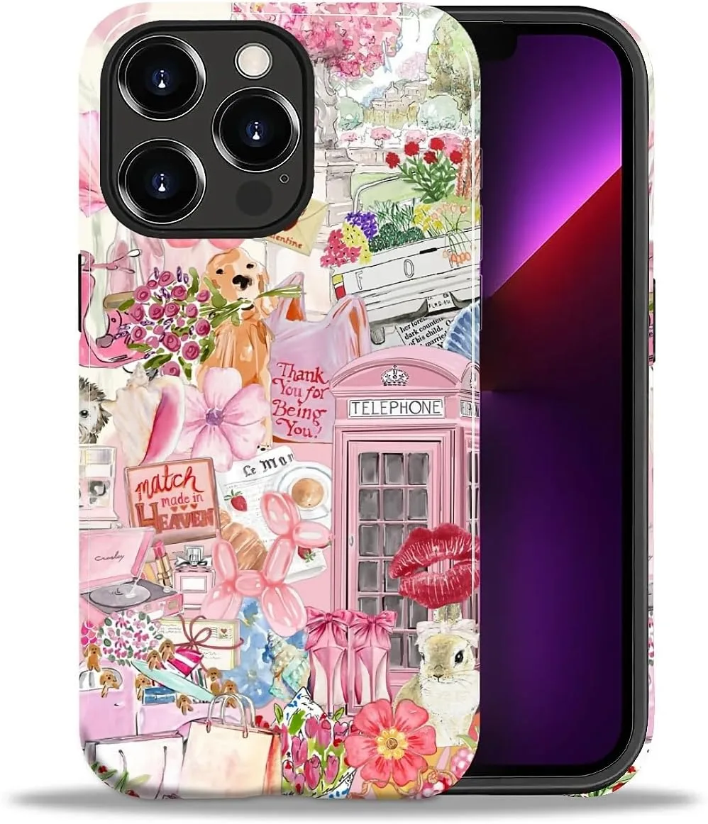 Funda para iPhone 13 Pro Max Daizag doble capa diseño animal rosa