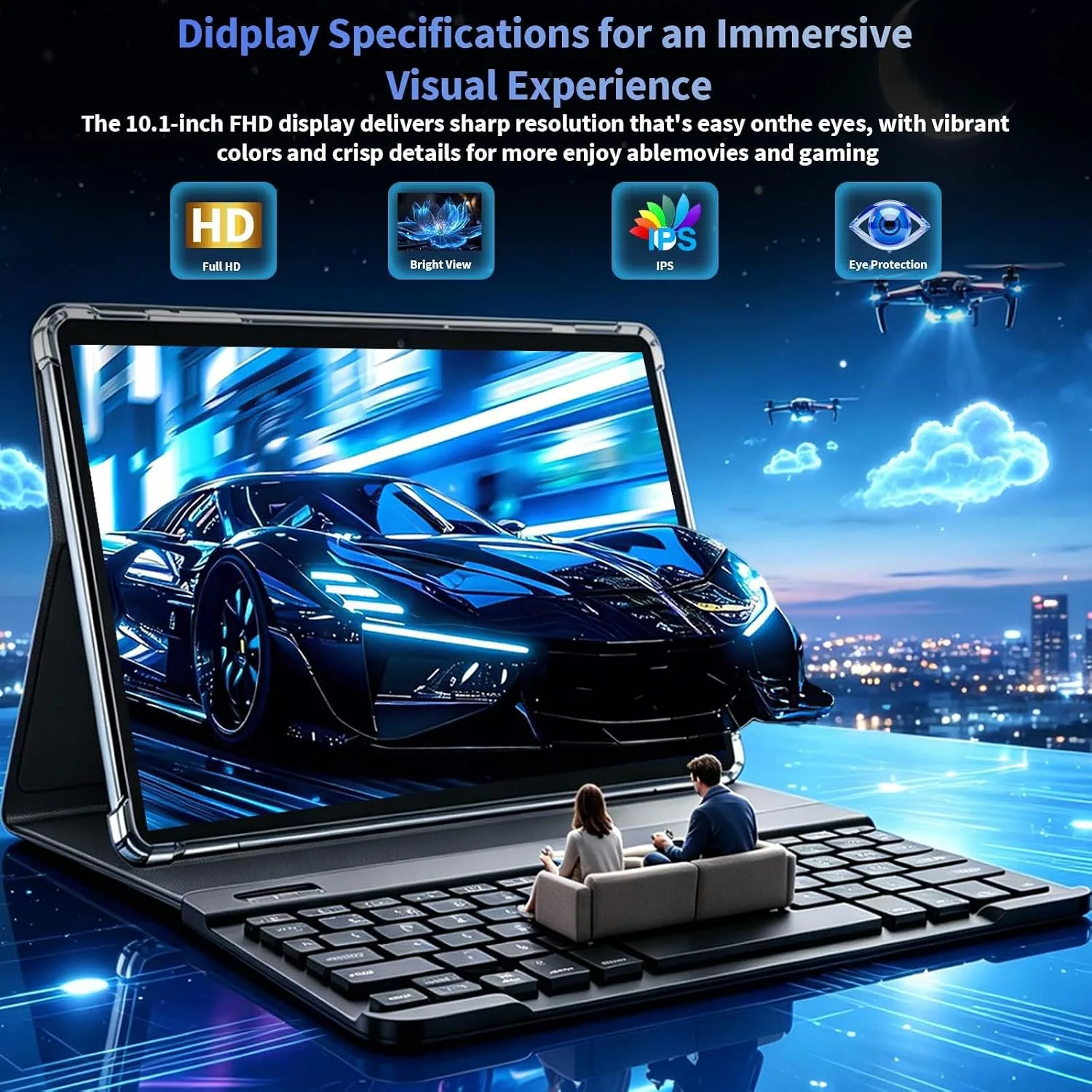 Android 16 Tablet with Keyboard, 10 inch Tablet with 26GB+256GB+2TB Expand