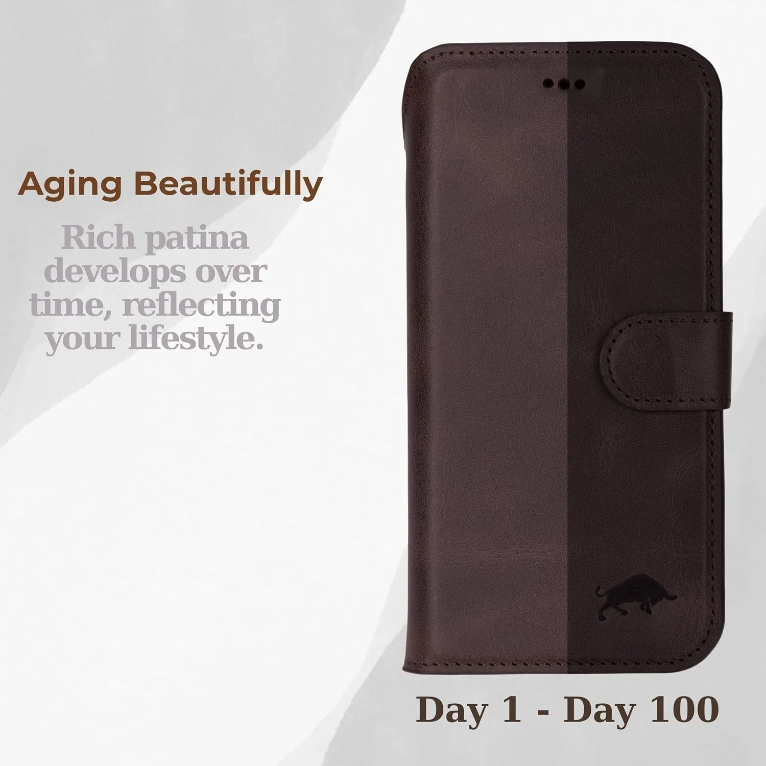 VENOULT Wallet Case for iPhone, Full Grain Genuine Turkish Leather, Magnetic Detachable, RFID 4 Card Slots, Business Style, Compatible with MagSafe (Chocolate, iPhone 16 Pro)