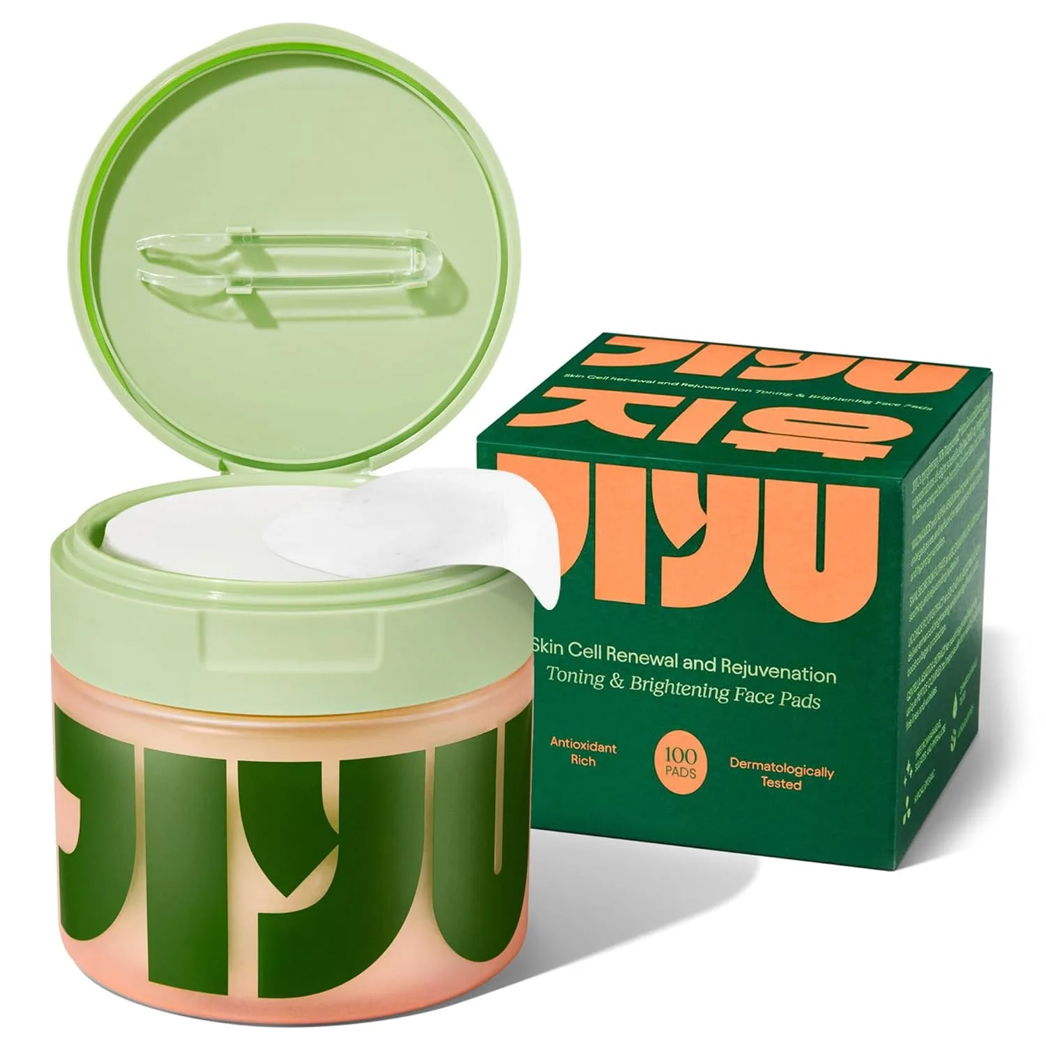 JIYU Toner Pads - Korean Skincare for Dark Spots, Wrinkles & Dull Skin - Hydrating Facial Treatment with Snail Mucin, Niacinamide, Peptides & Centella - 100 Count
