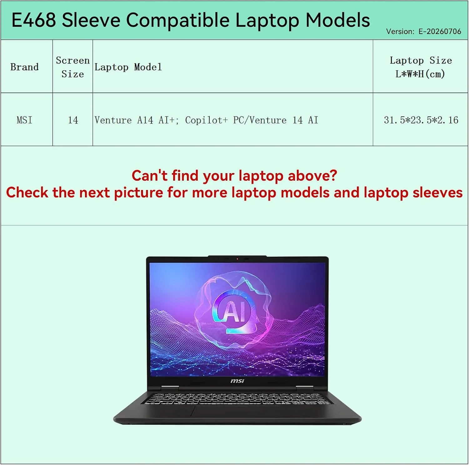 Smatree Elite Laptop Sleeve for 14 inch MSI Venture 14 AI
